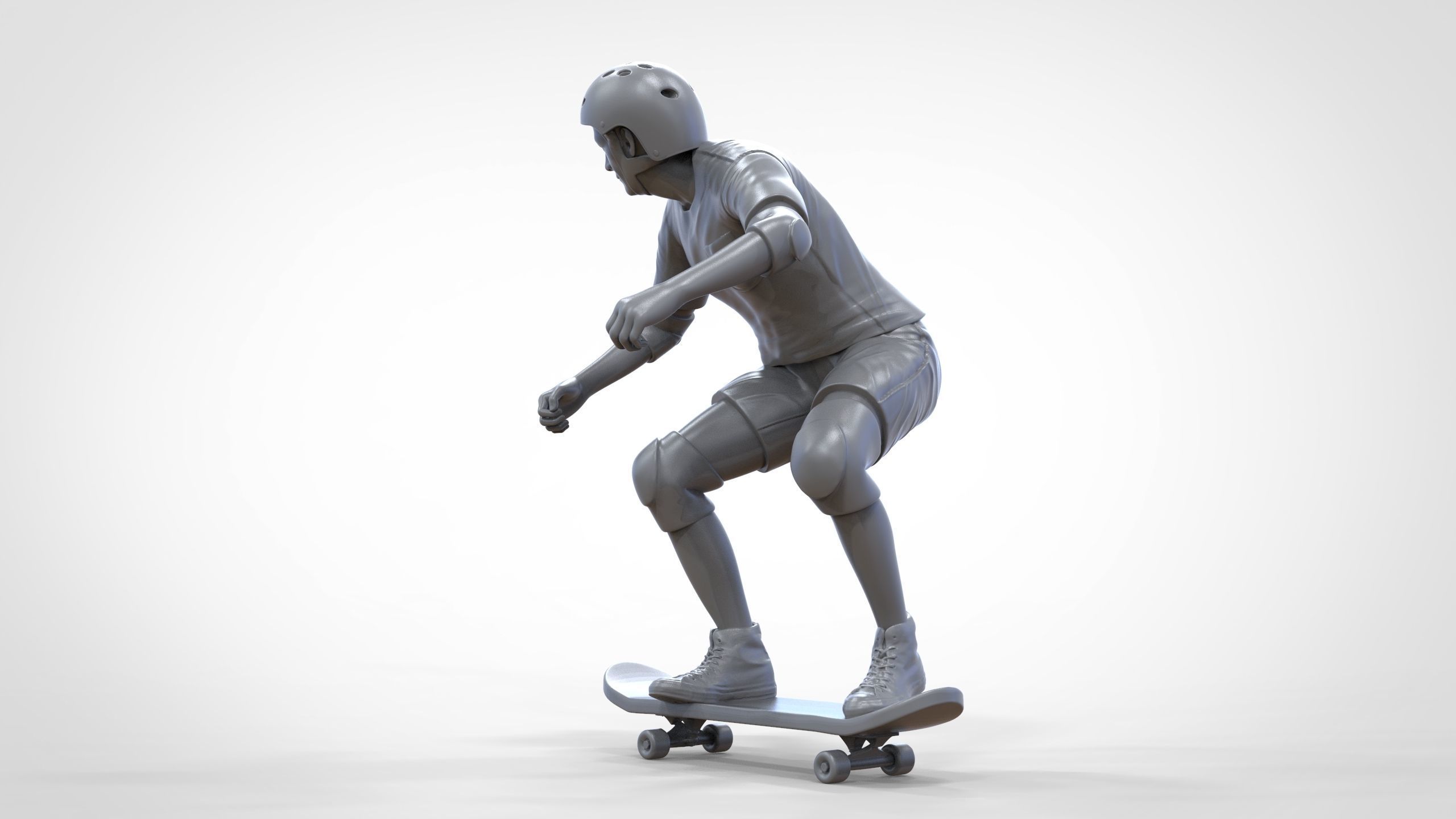 N1 Skateboarder Skateboarding with skateboard 3D print model_48