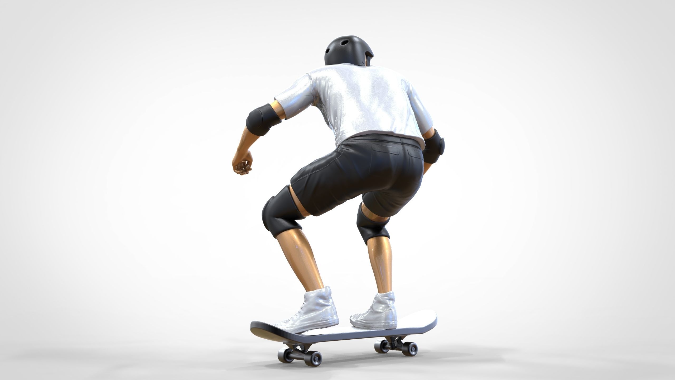 N1 Skateboarder Skateboarding with skateboard 3D print model_17