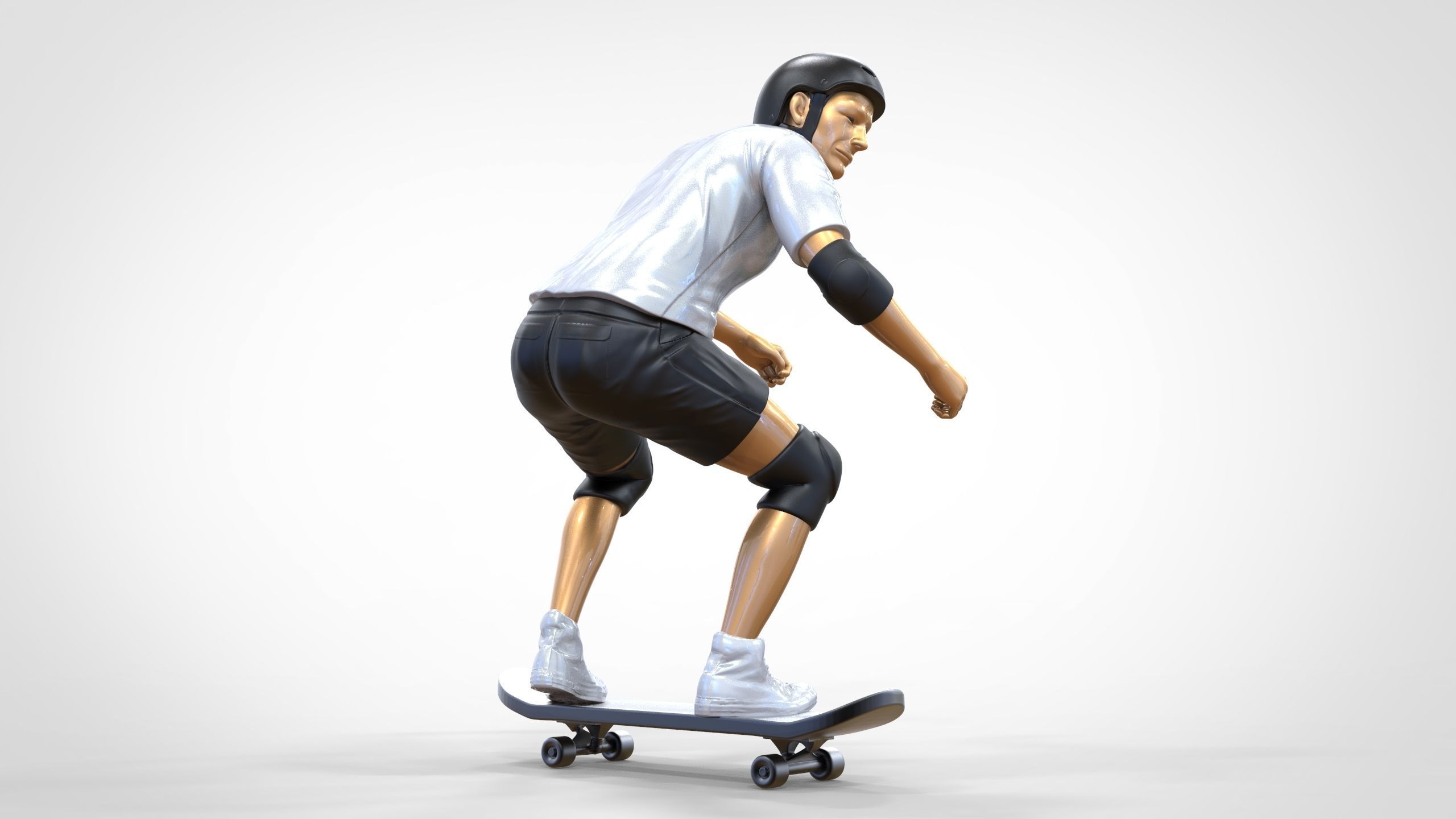 N1 Skateboarder Skateboarding with skateboard 3D print model_26