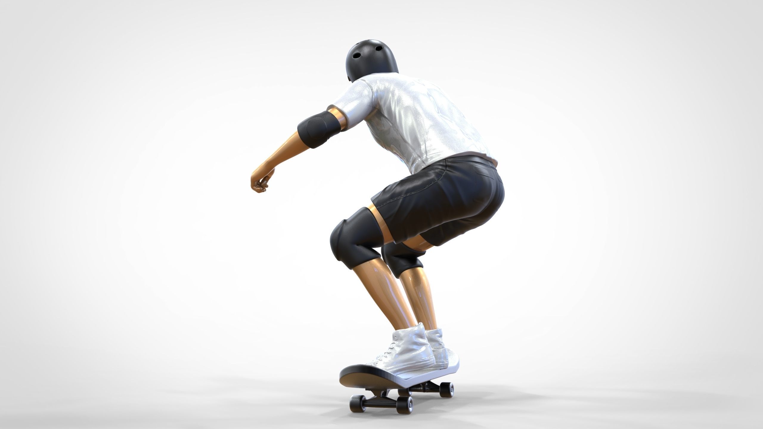 N1 Skateboarder Skateboarding with skateboard 3D print model_13