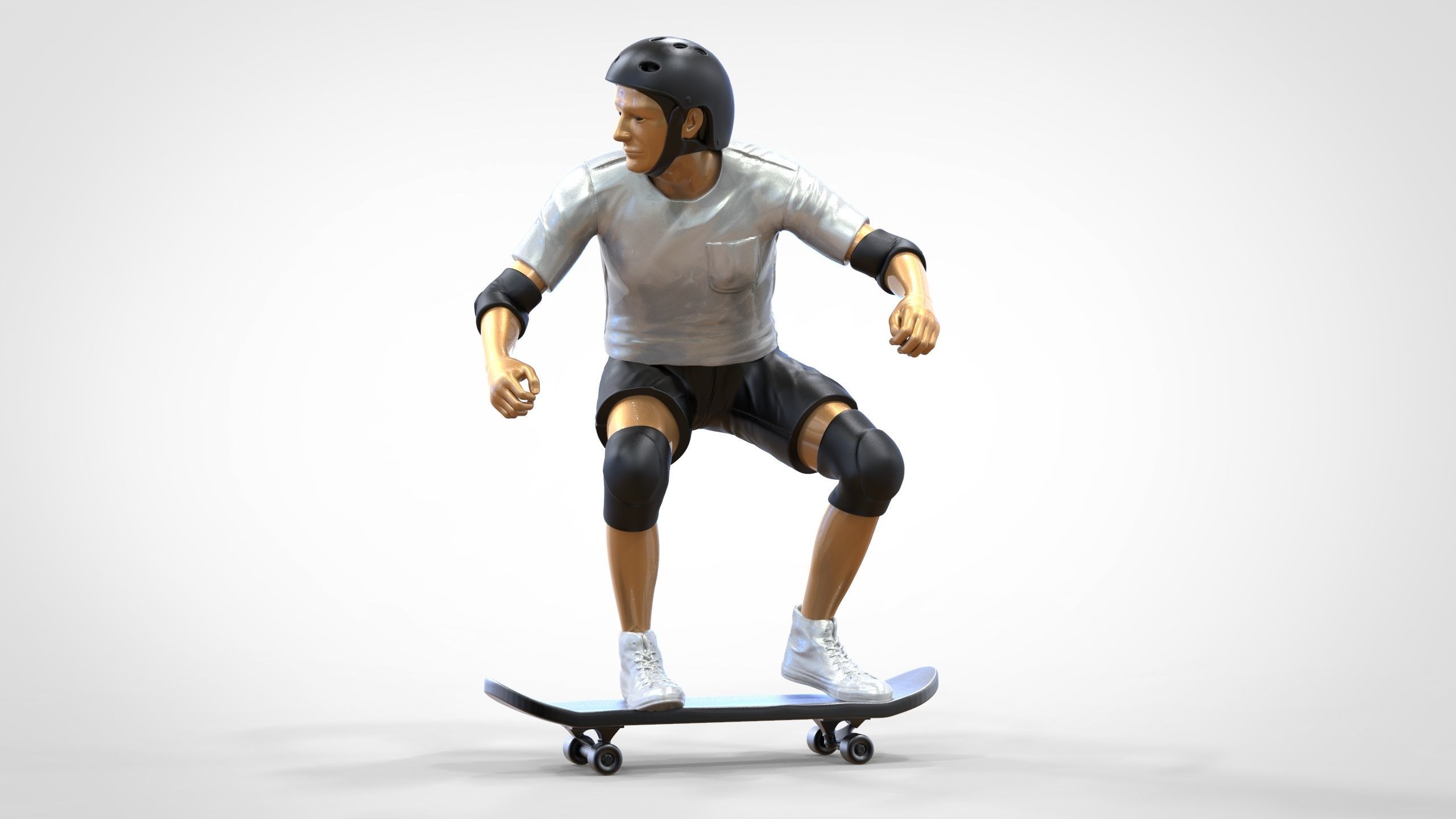 N1 Skateboarder Skateboarding with skateboard 3D print model_36