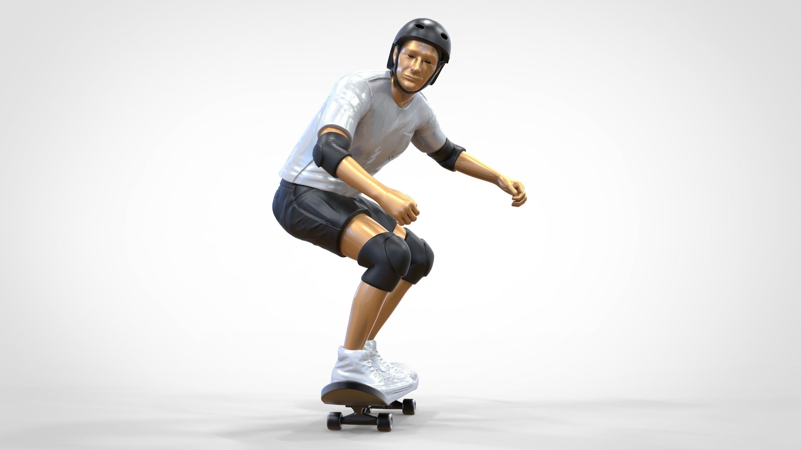 N1 Skateboarder Skateboarding with skateboard 3D print model_32