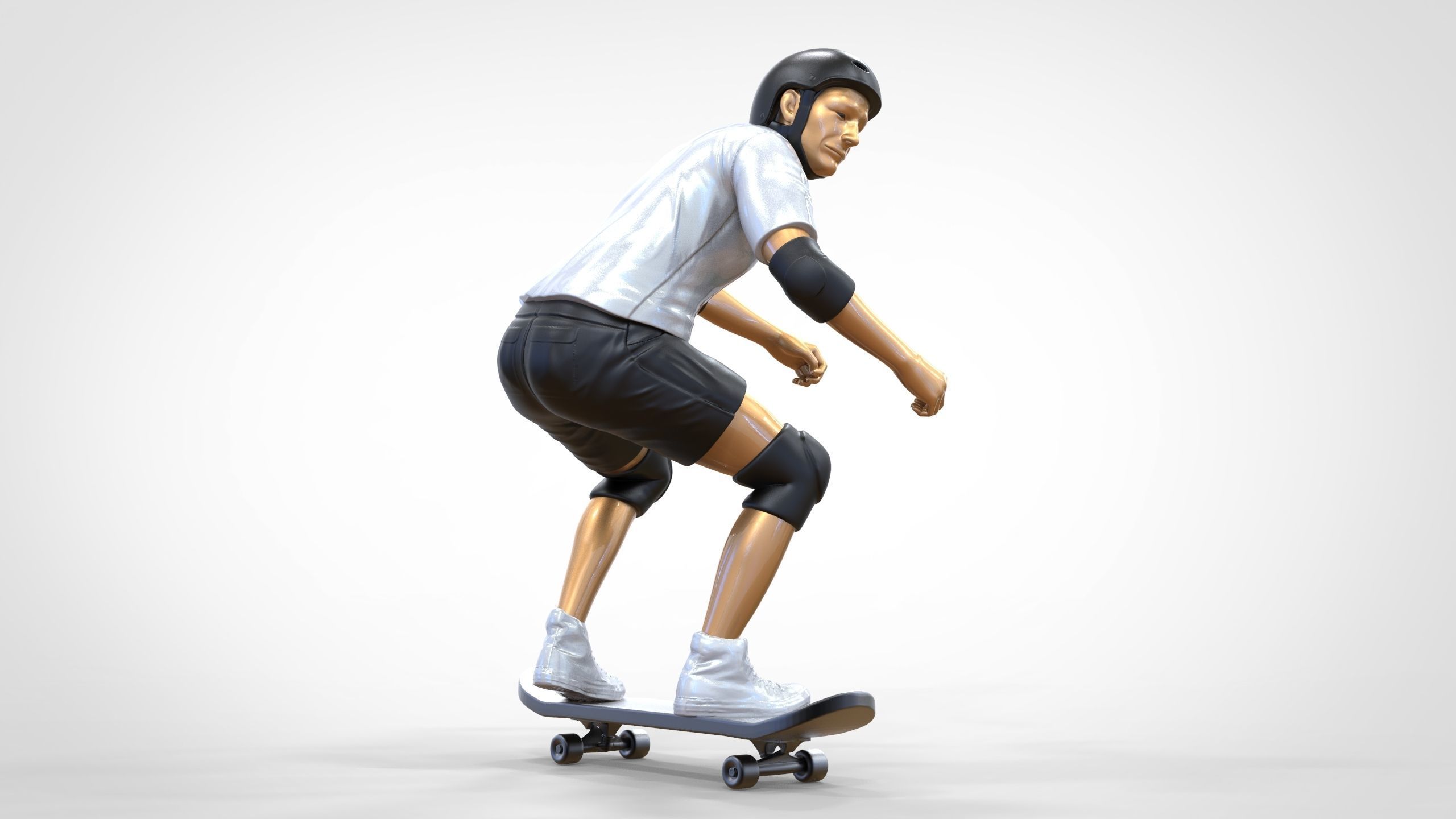 N1 Skateboarder Skateboarding with skateboard 3D print model_27