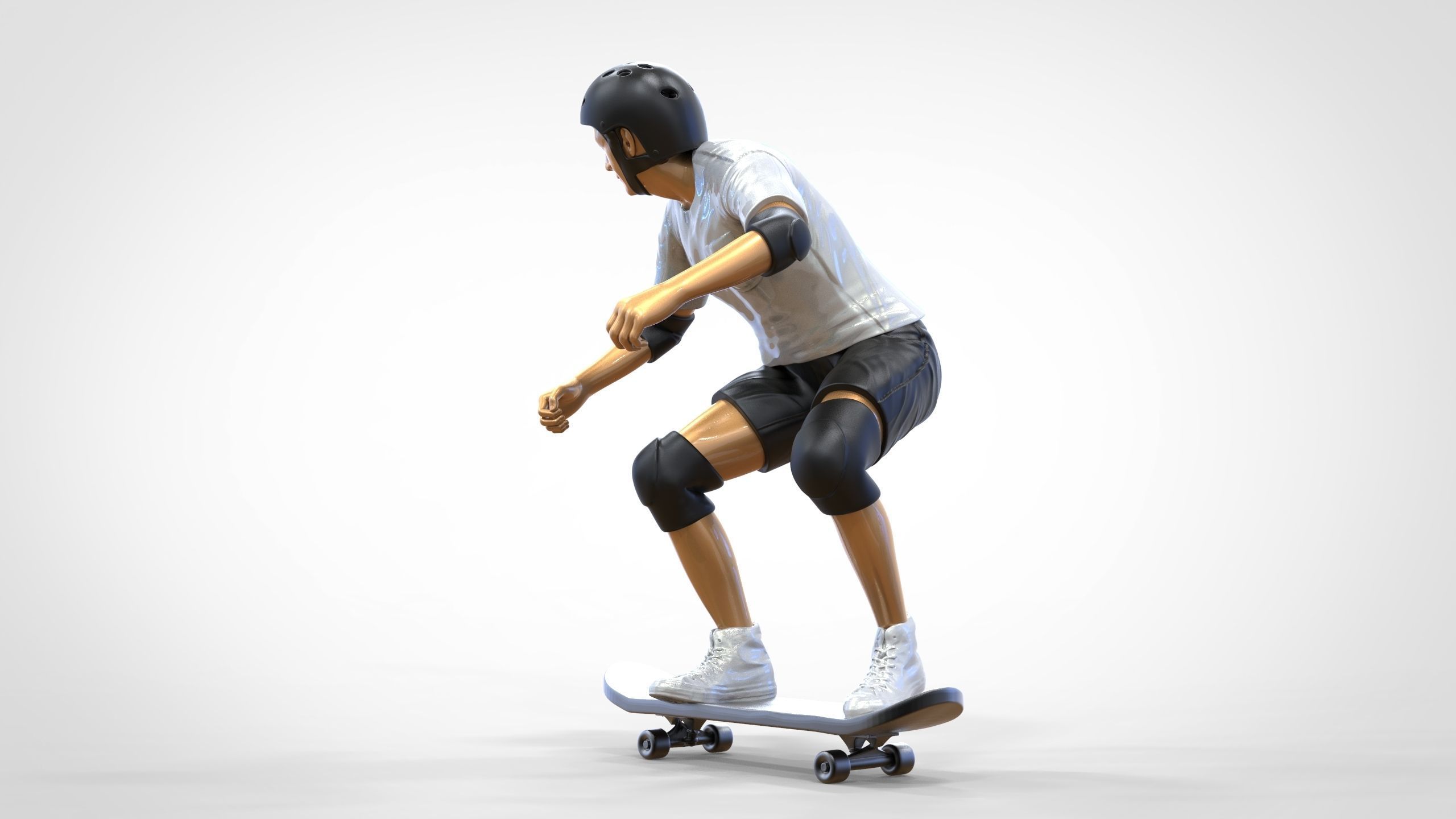 N1 Skateboarder Skateboarding with skateboard 3D print model_7