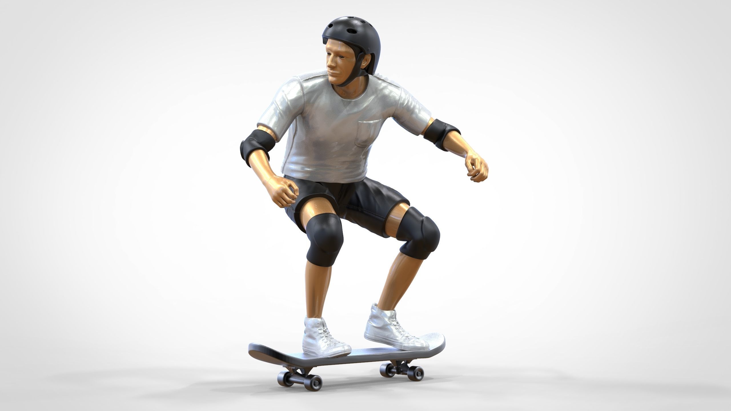 N1 Skateboarder Skateboarding with skateboard 3D print model_34