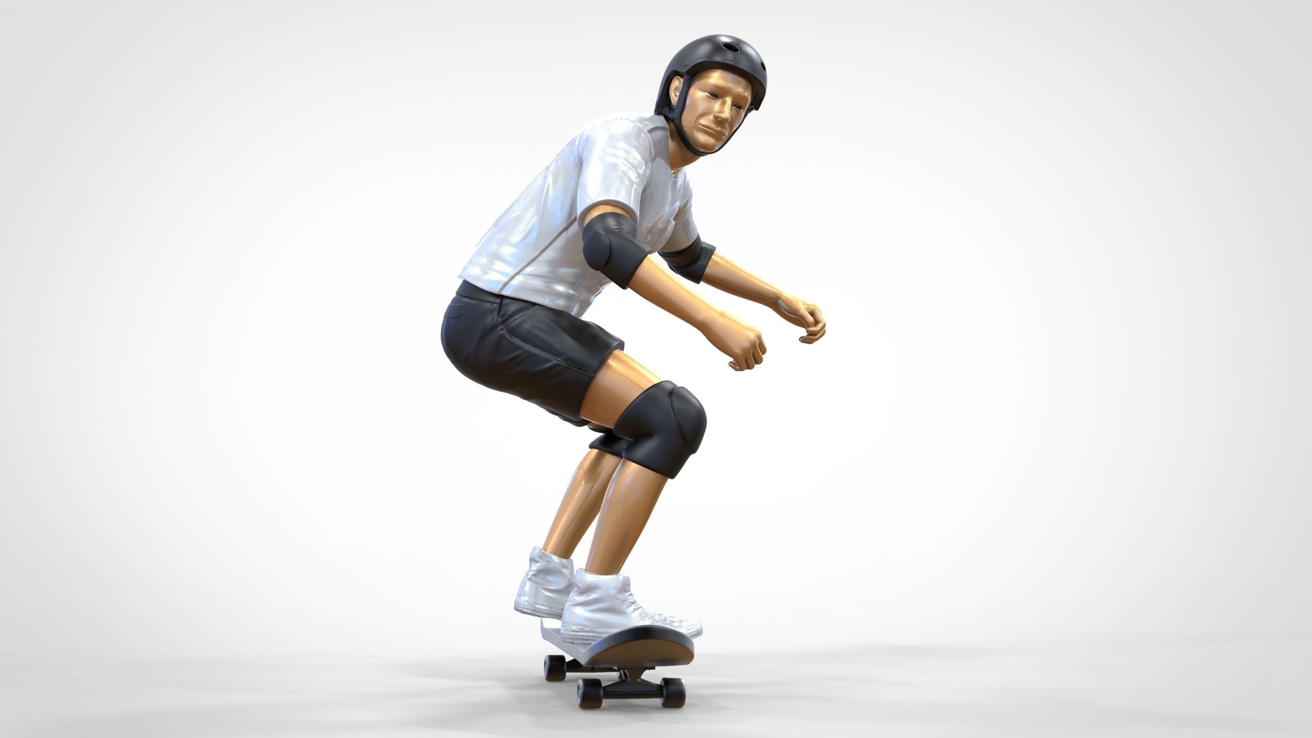 N1 Skateboarder Skateboarding with skateboard 3D print model_30