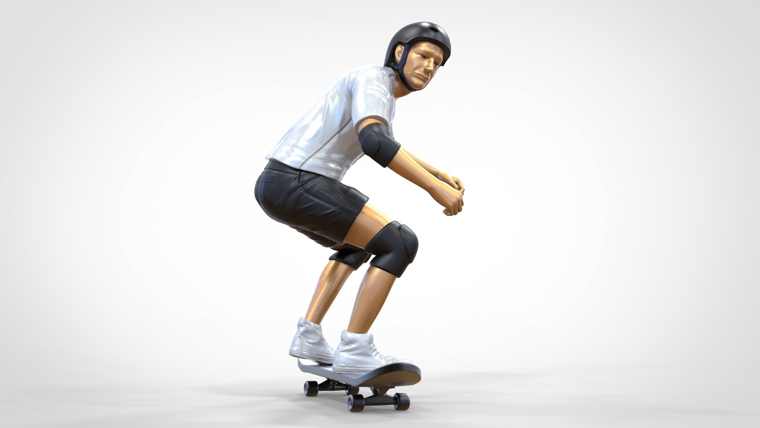 N1 Skateboarder Skateboarding with skateboard 3D print model_29