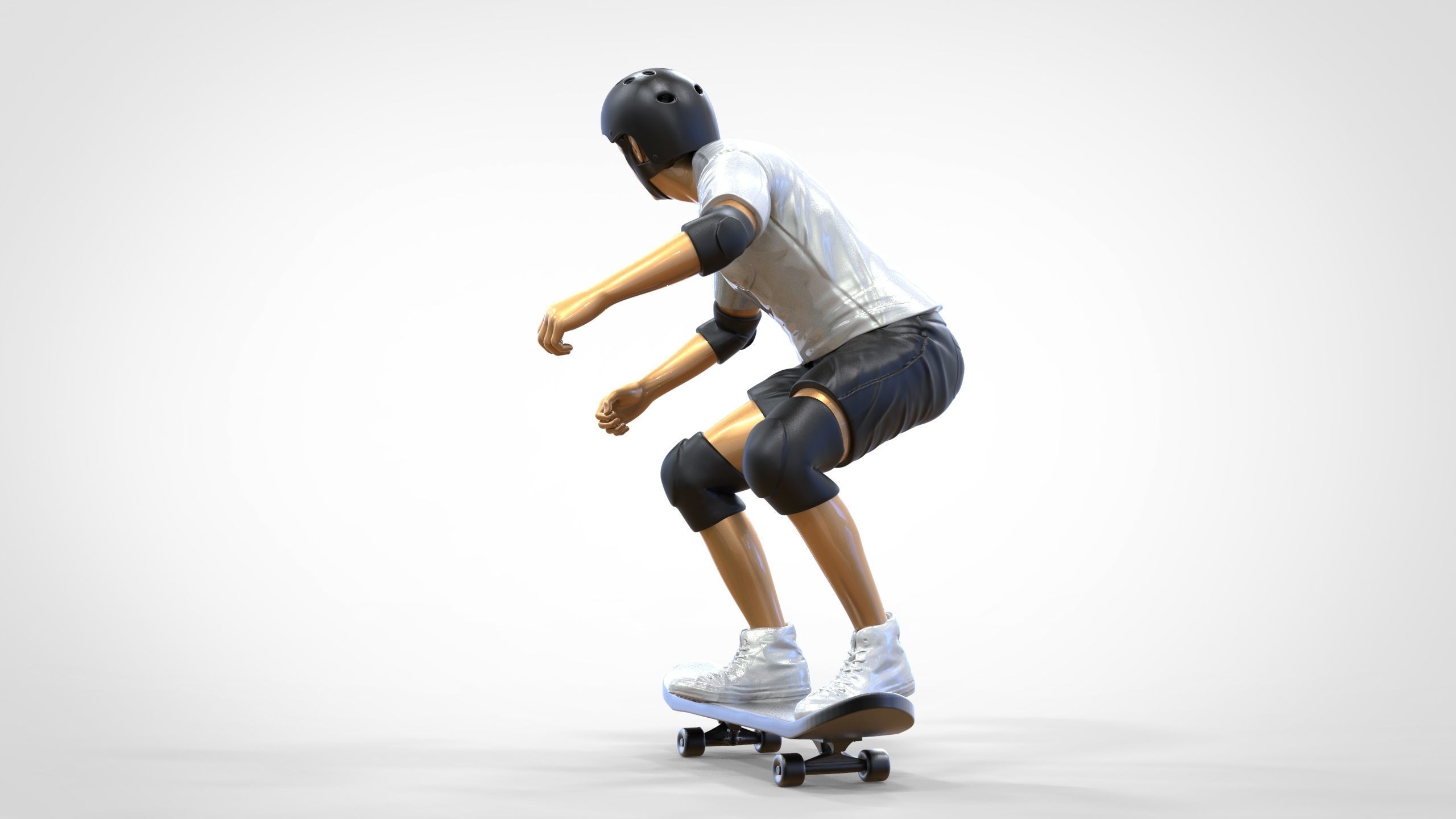 N1 Skateboarder Skateboarding with skateboard 3D print model_9