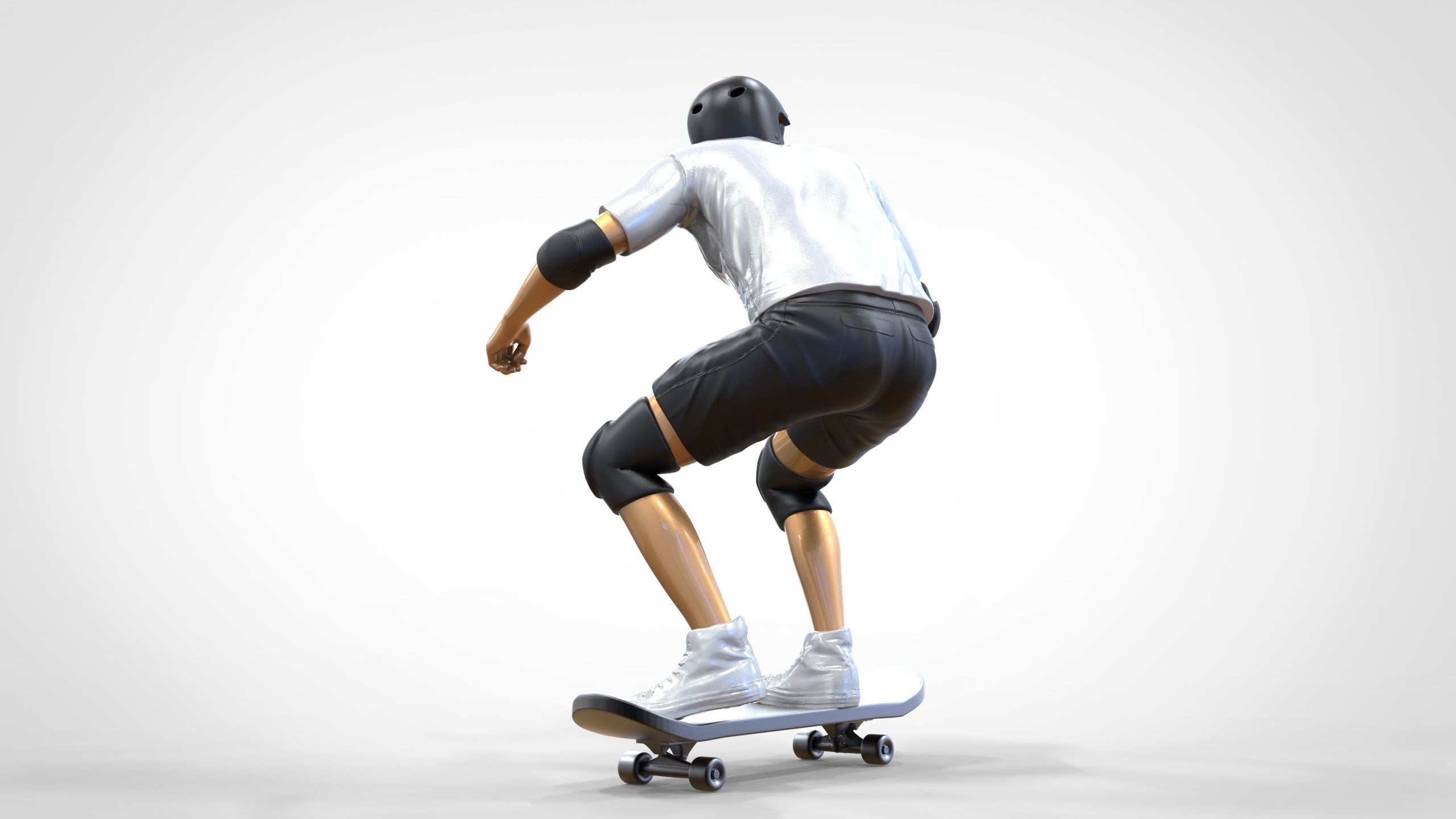 N1 Skateboarder Skateboarding with skateboard 3D print model_16