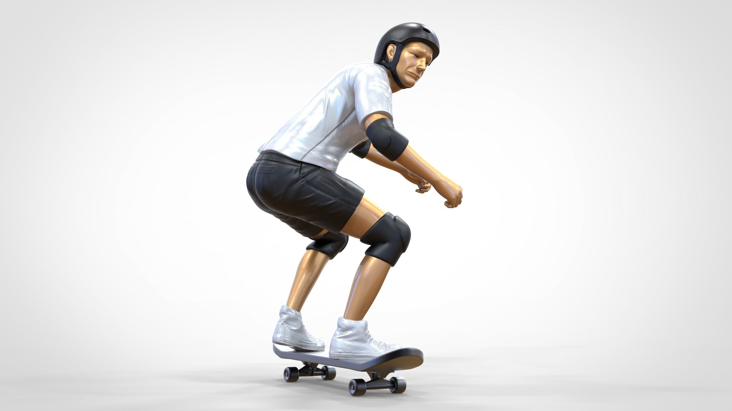 N1 Skateboarder Skateboarding with skateboard 3D print model_28
