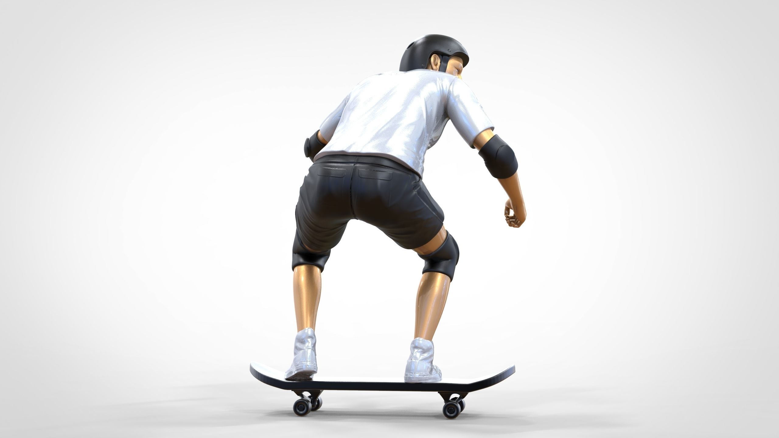 N1 Skateboarder Skateboarding with skateboard 3D print model_22