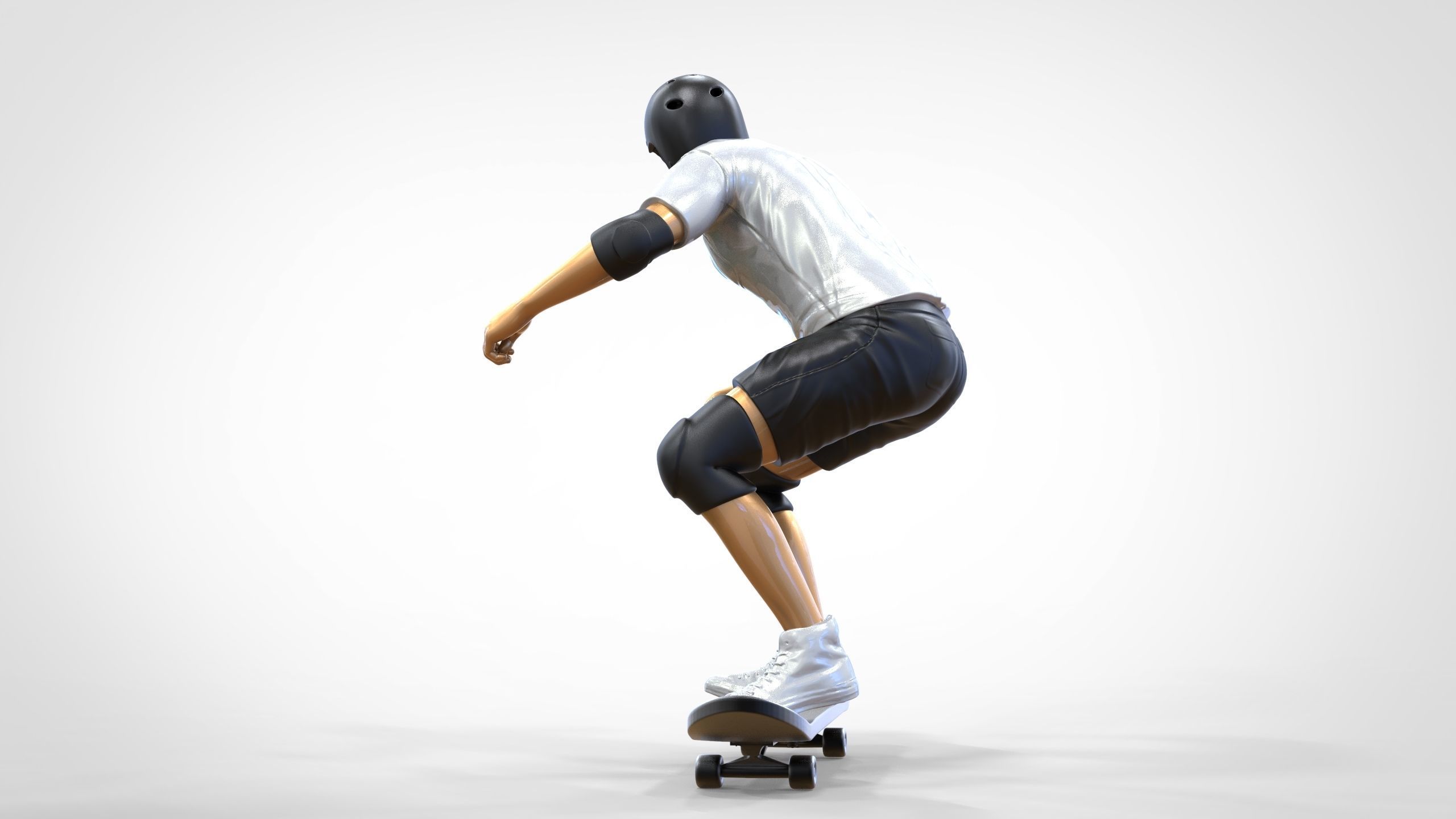 N1 Skateboarder Skateboarding with skateboard 3D print model_12