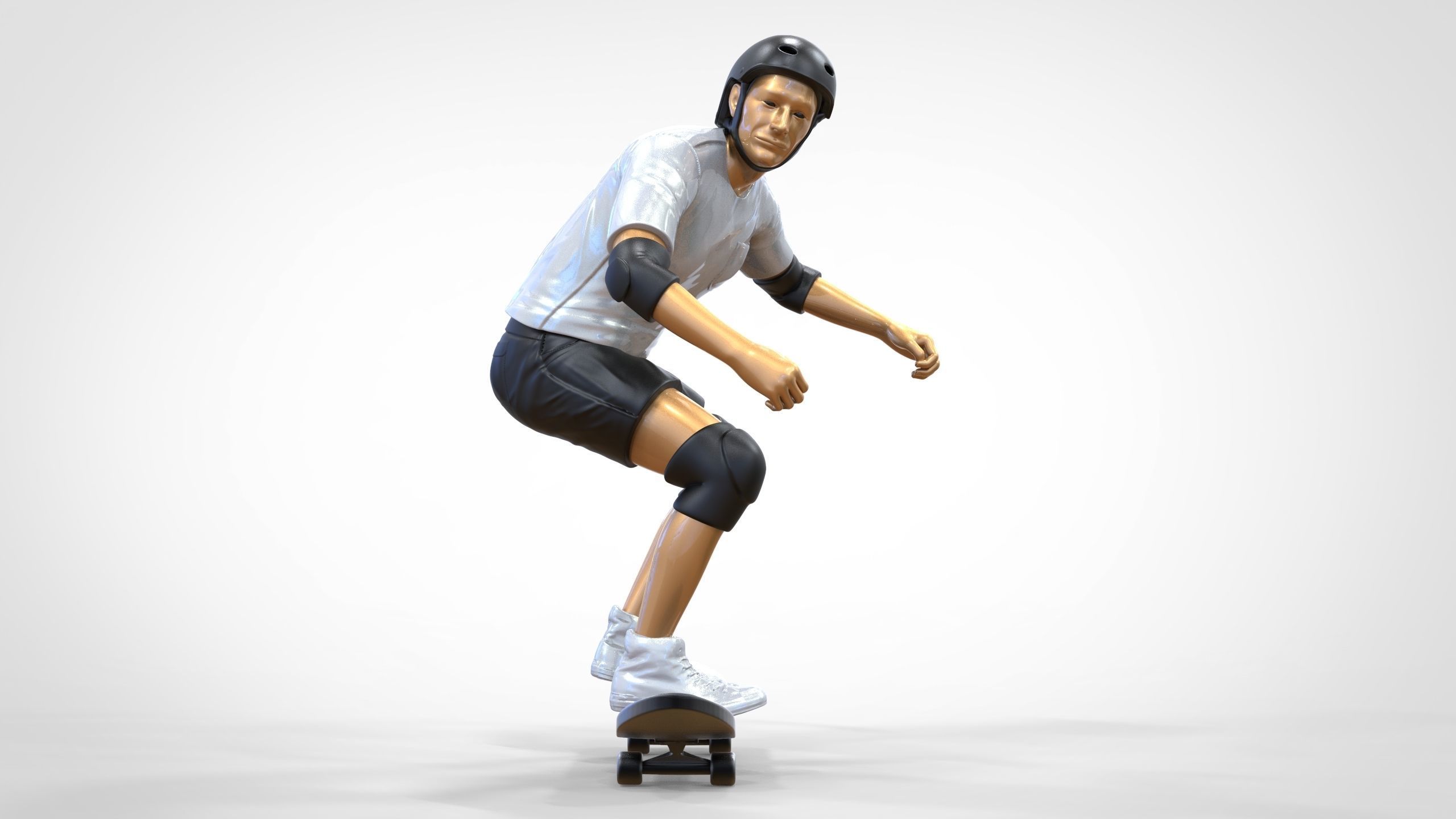 N1 Skateboarder Skateboarding with skateboard 3D print model_31