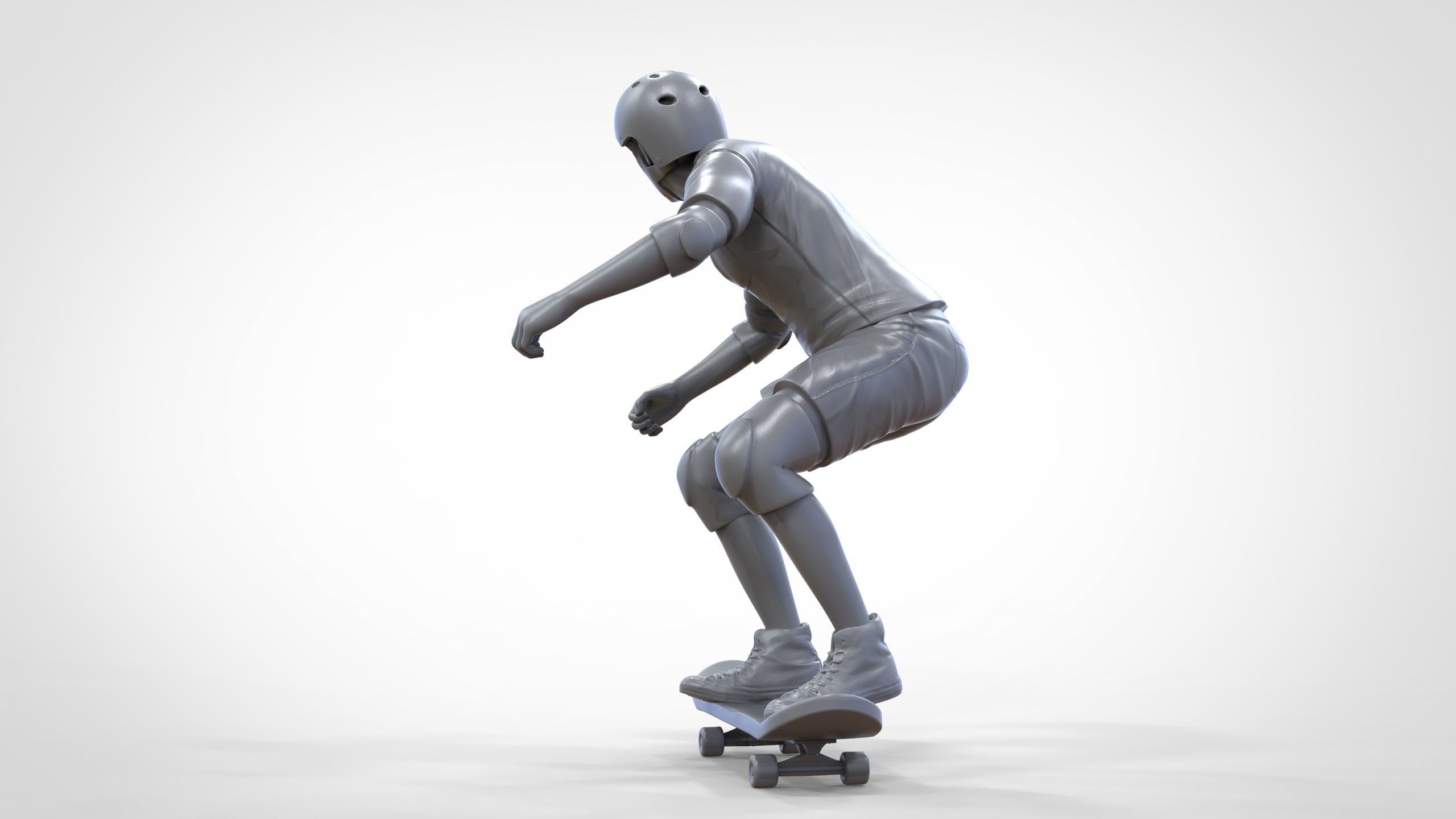 N1 Skateboarder Skateboarding with skateboard 3D print model_49