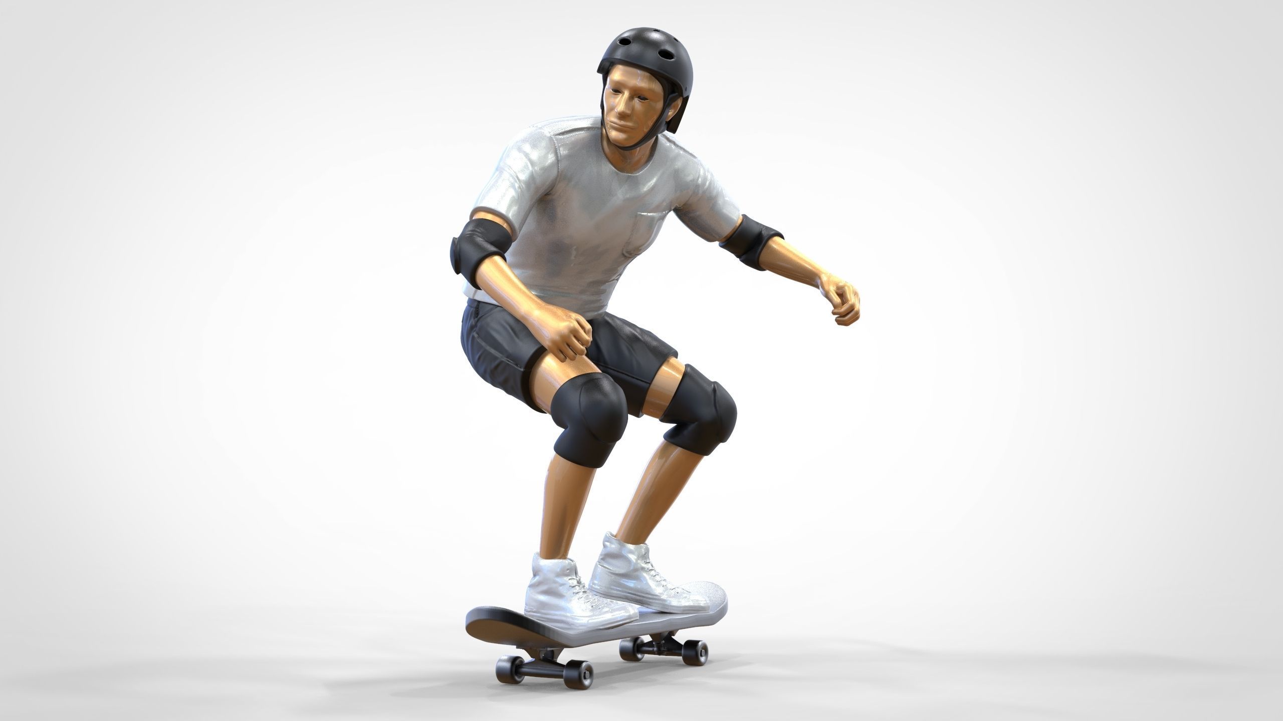 N1 Skateboarder Skateboarding with skateboard 3D print model_14