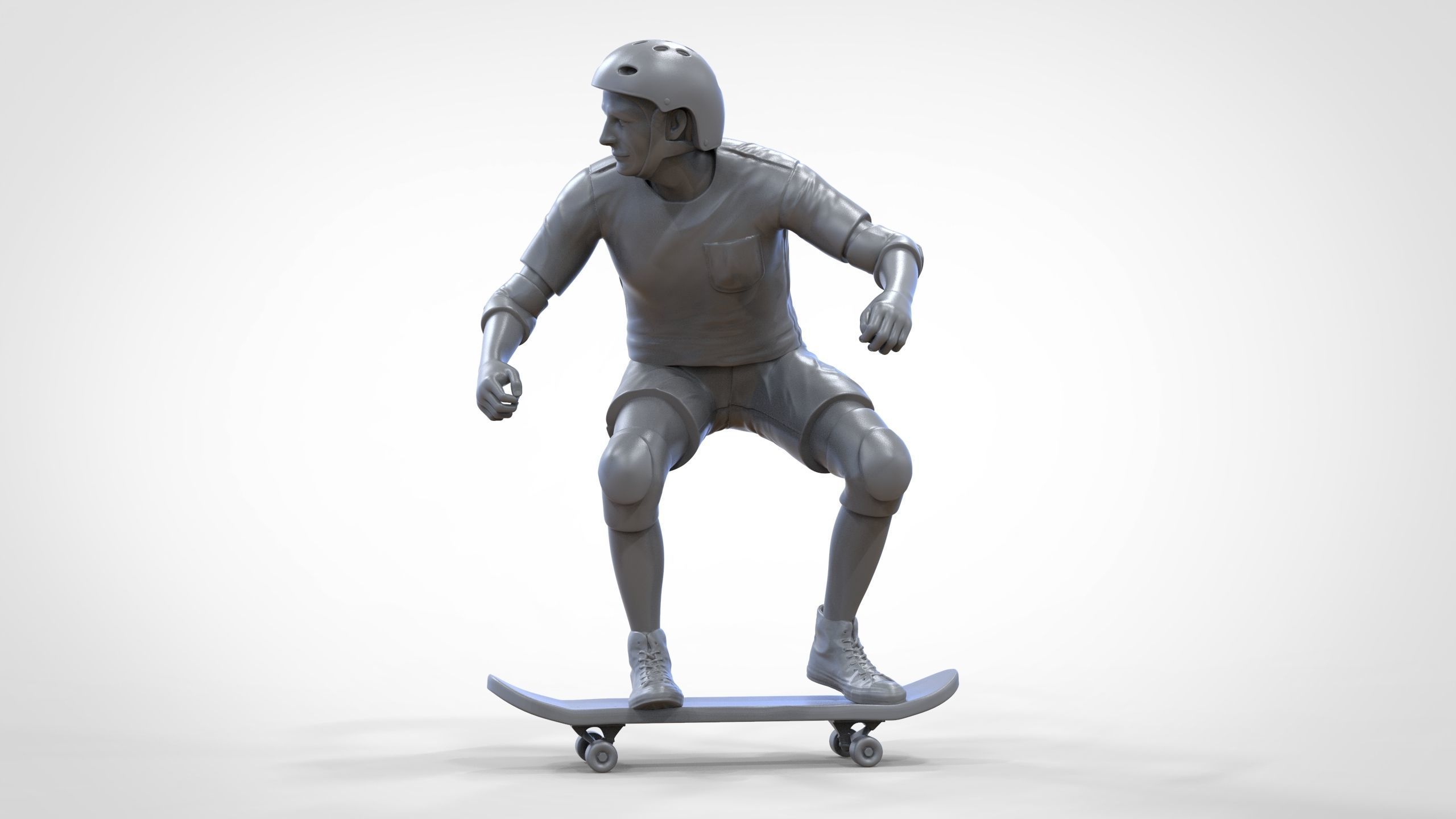 N1 Skateboarder Skateboarding with skateboard 3D print model_46