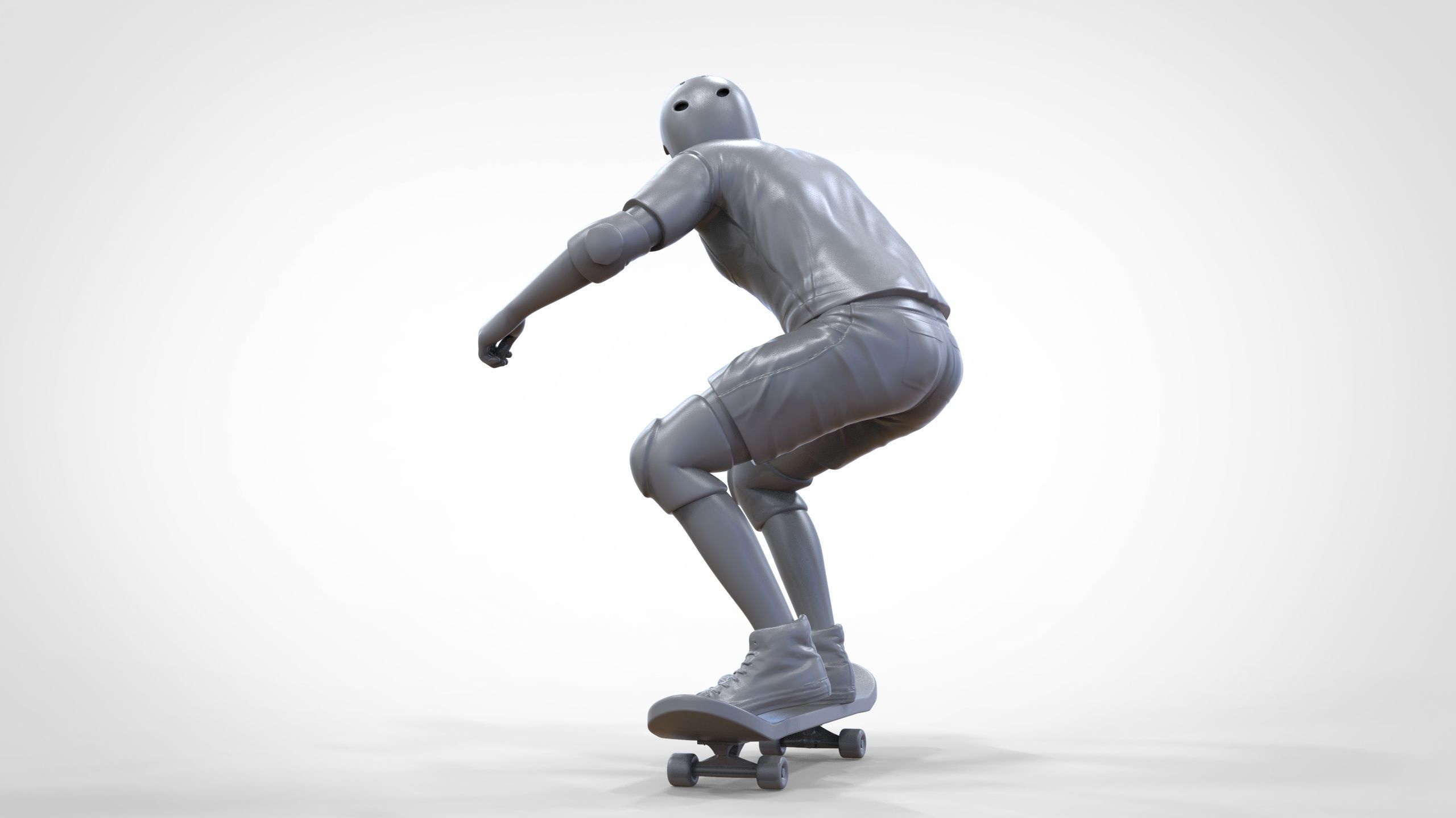 N1 Skateboarder Skateboarding with skateboard 3D print model_50