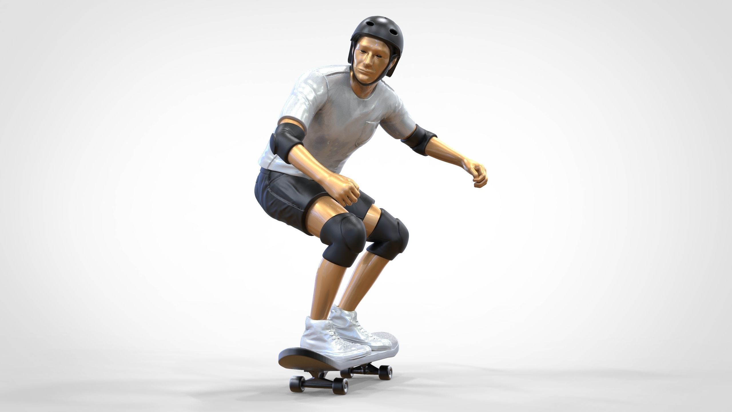 N1 Skateboarder Skateboarding with skateboard 3D print model_3