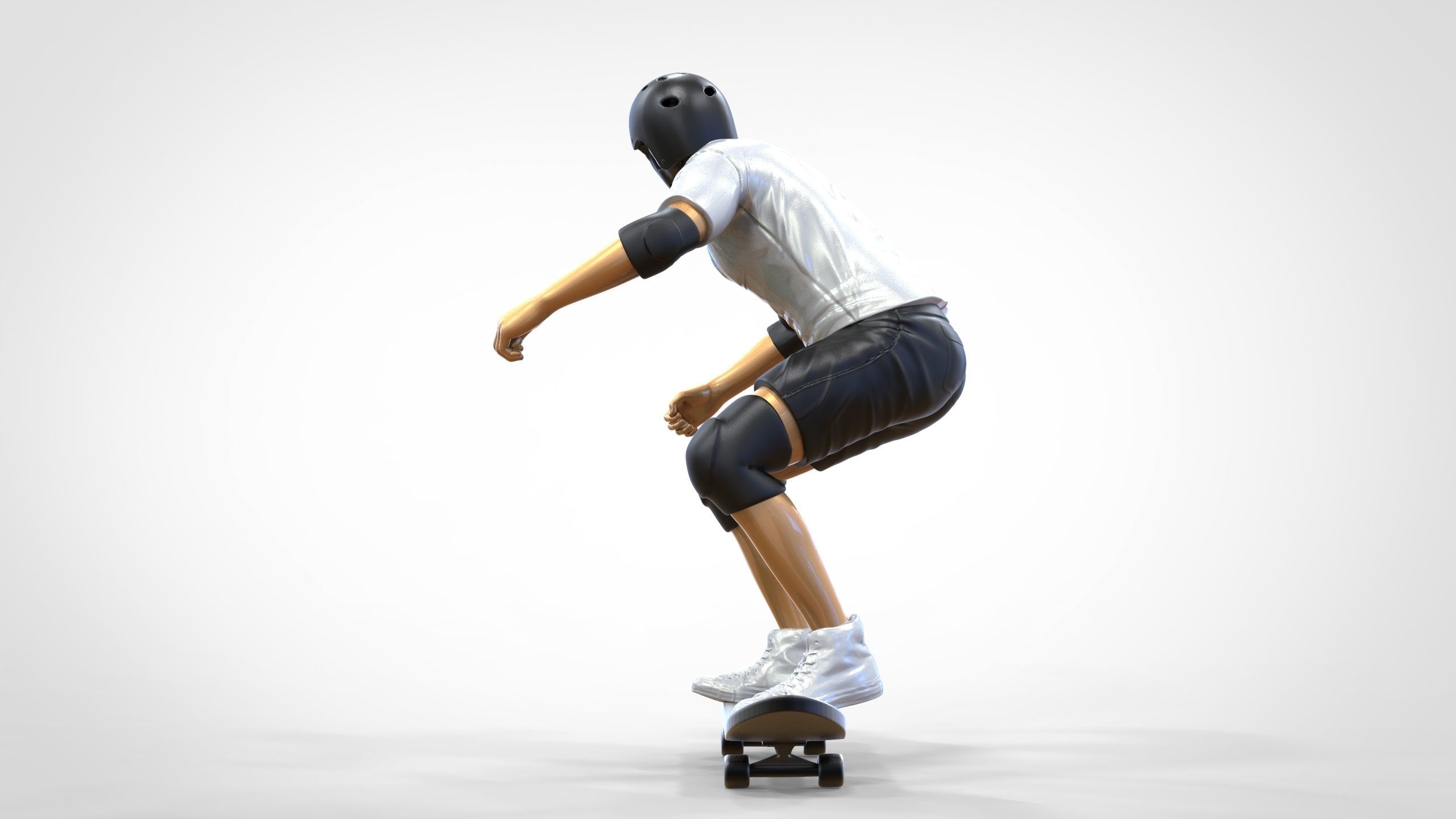 N1 Skateboarder Skateboarding with skateboard 3D print model_11