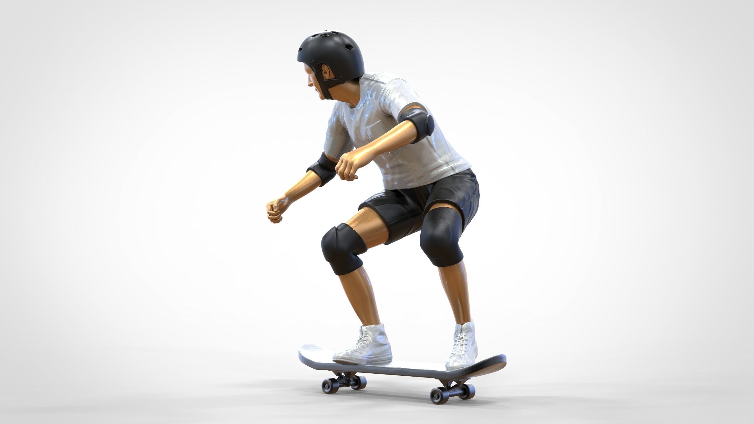 N1 Skateboarder Skateboarding with skateboard 3D print model_6