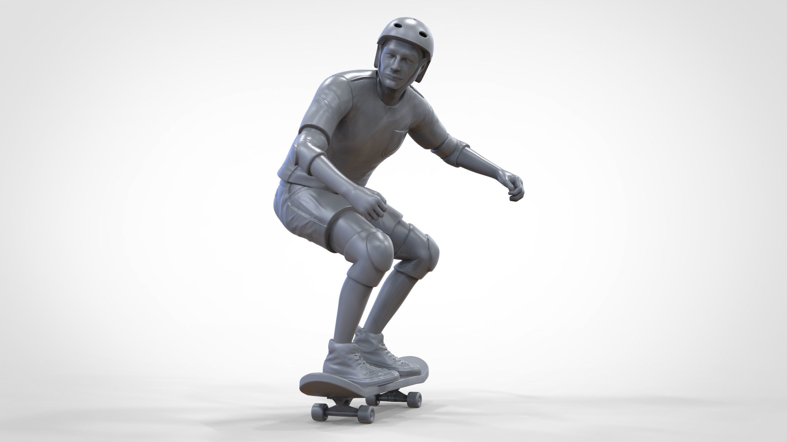 N1 Skateboarder Skateboarding with skateboard 3D print model_44