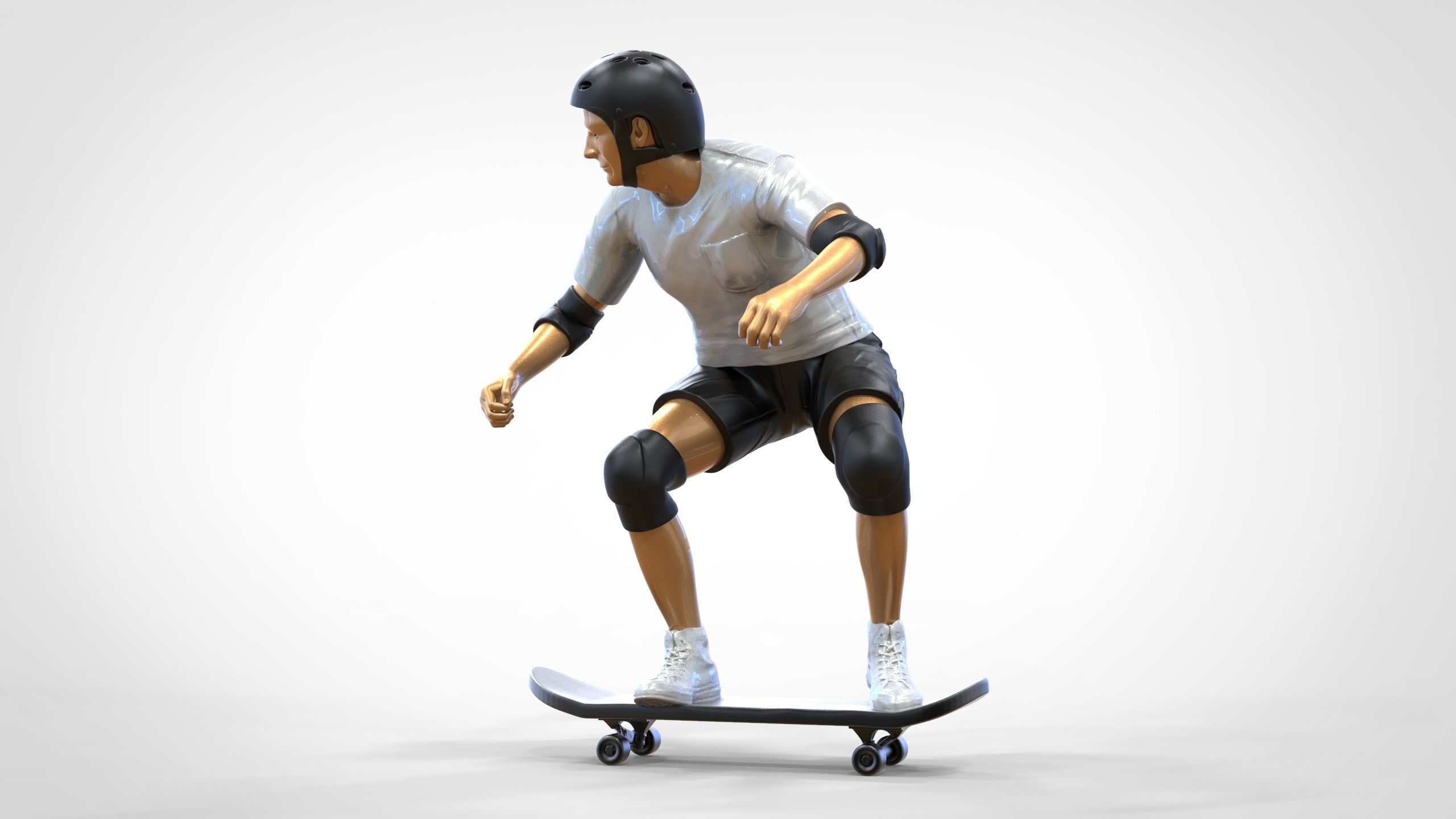 N1 Skateboarder Skateboarding with skateboard 3D print model_4