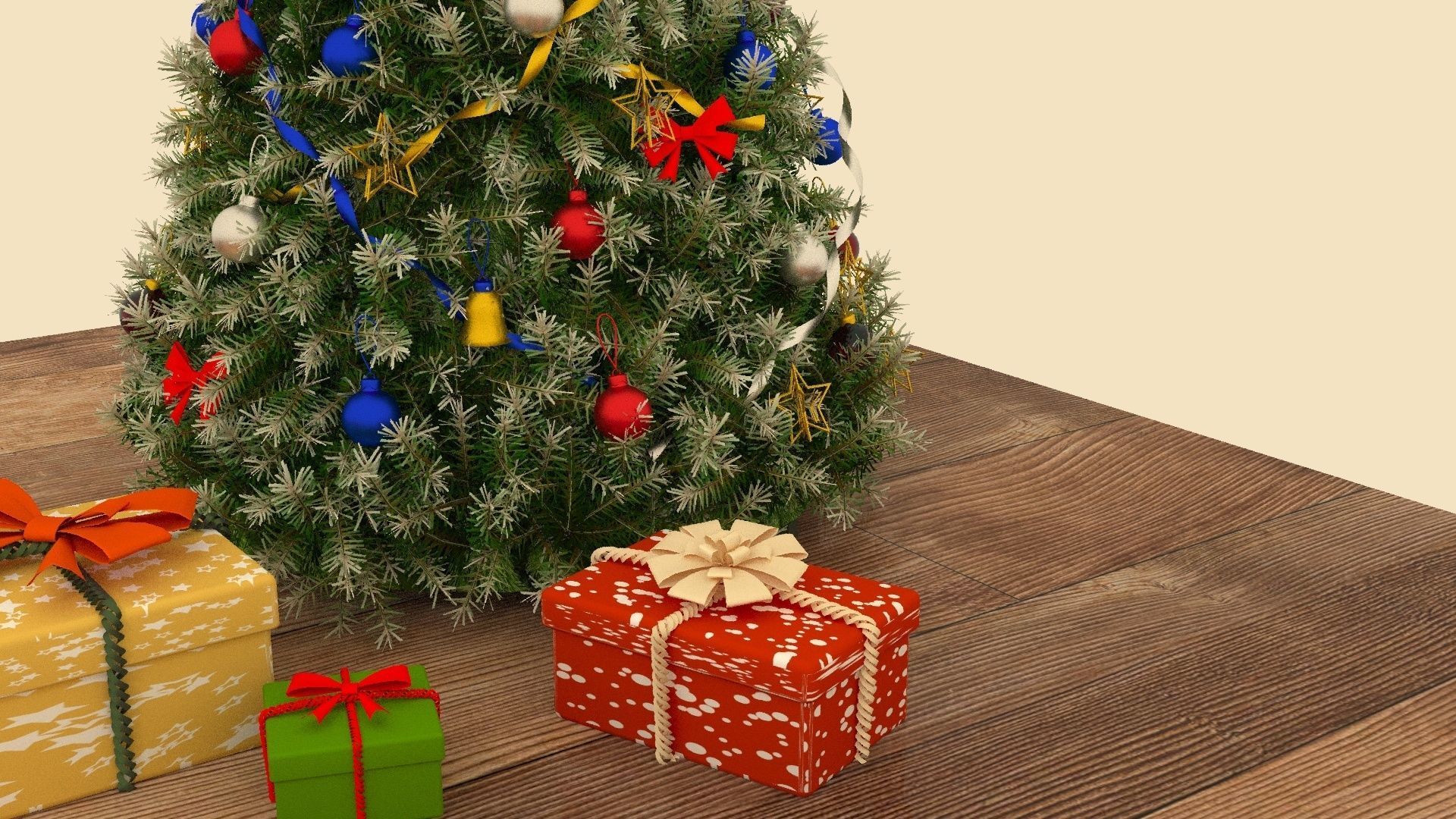 Christmas tree Low-poly 3D model_5