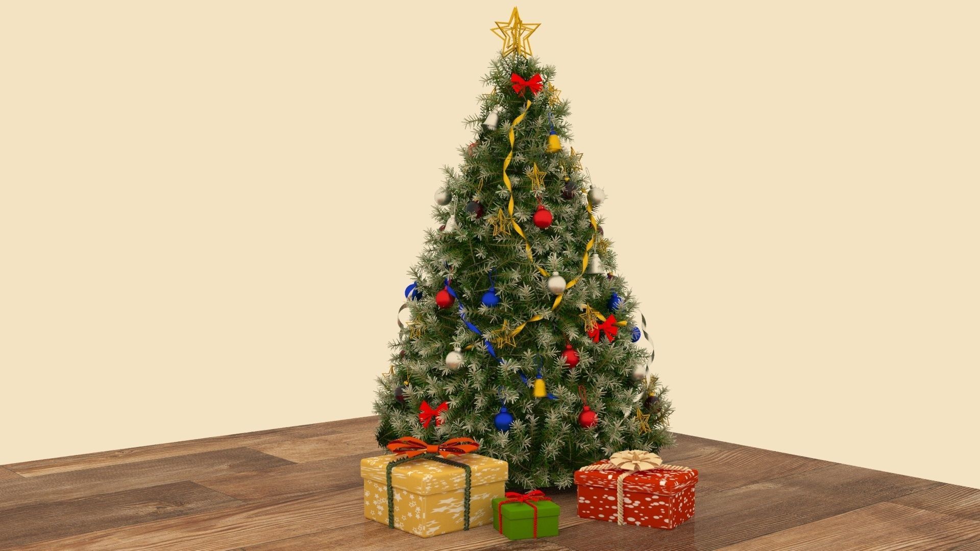 Christmas tree Low-poly 3D model_1