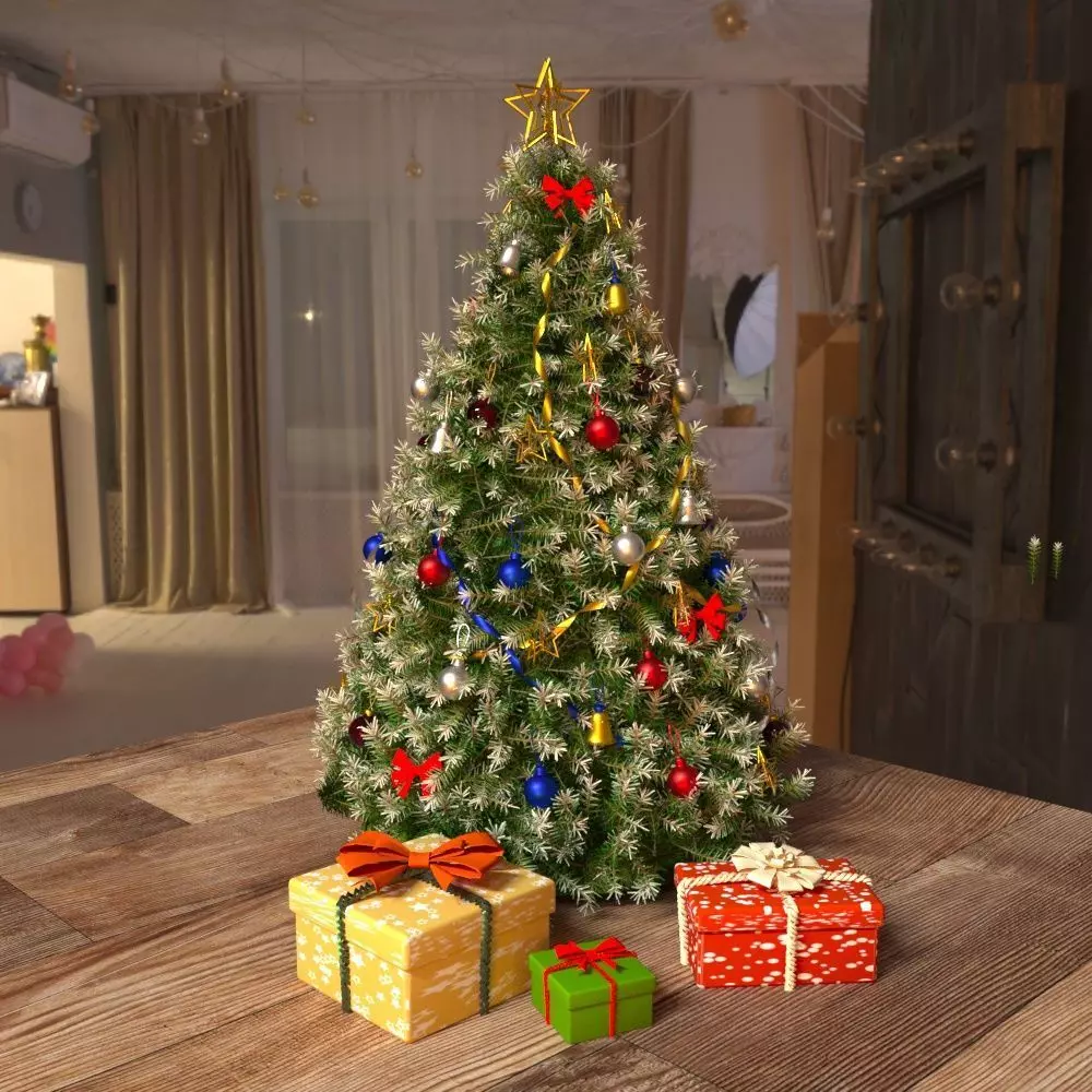 Christmas tree Low-poly 3D model_0