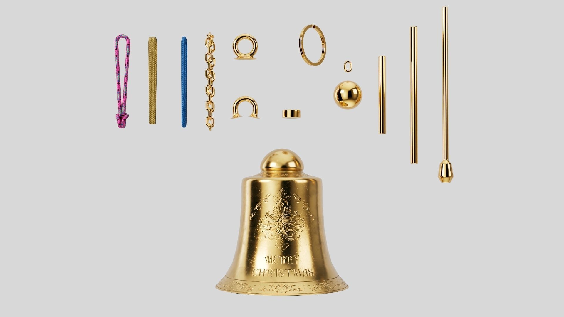 Christmas bell builder v6 with 14 mesh 4 skin and 3 colors 3D model_3