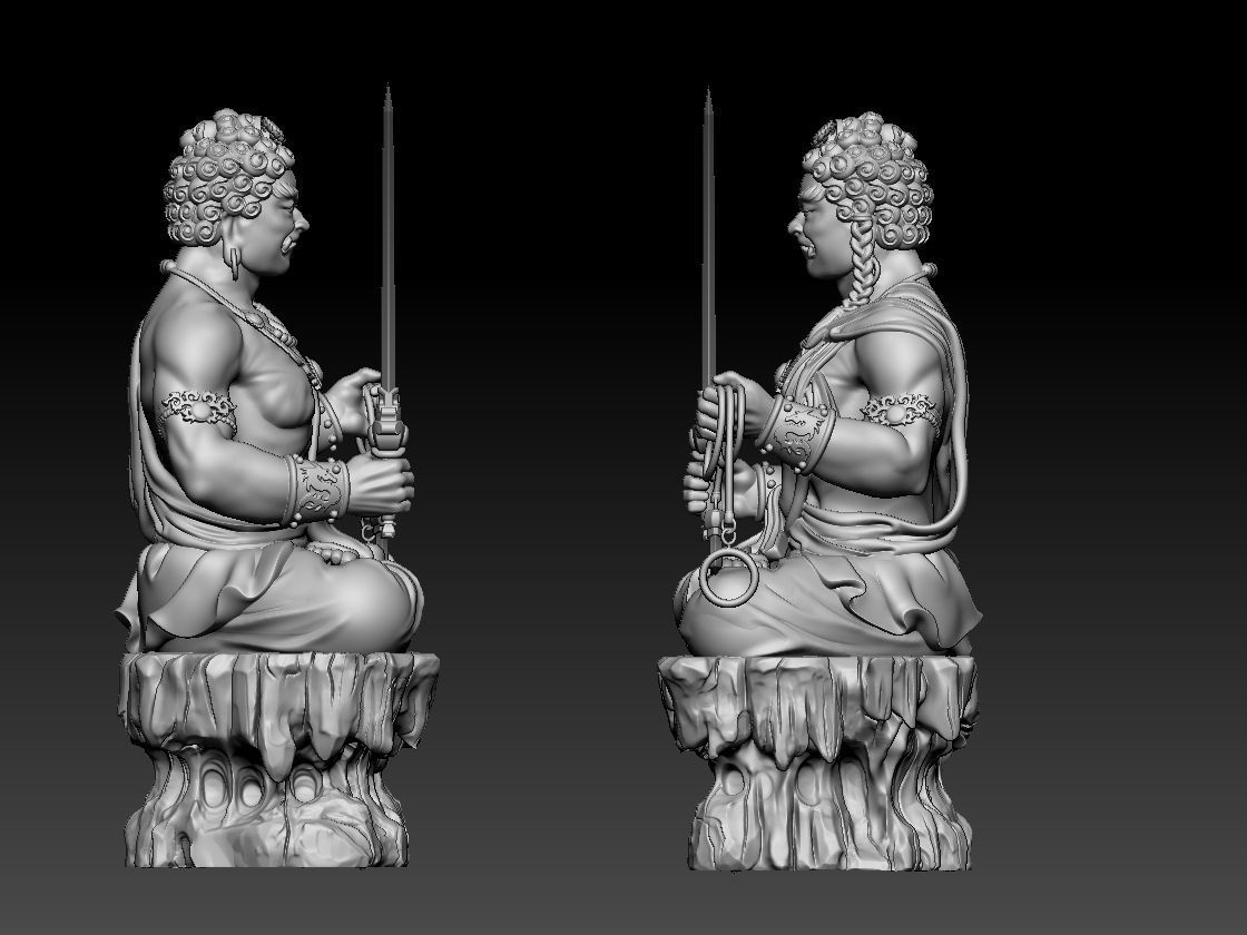 BUDDHISM two statues of buddha 3D model_1