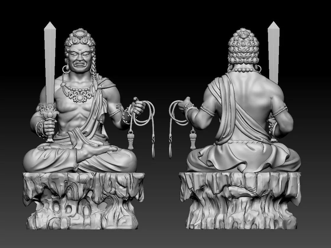 BUDDHISM two statues of buddha 3D model_0