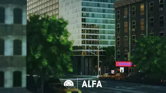 American Styled Block Of Buildings 3D model