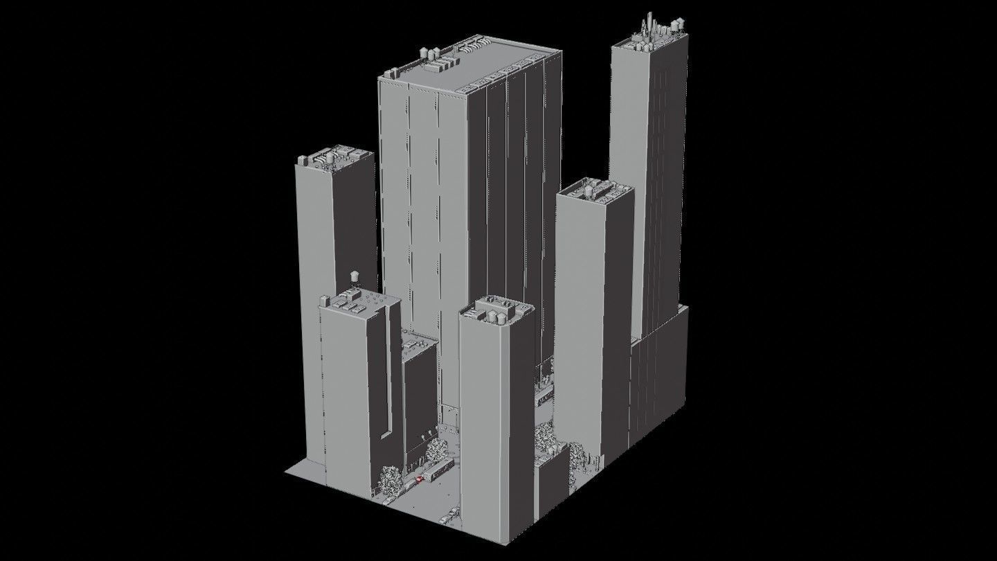 American Styled Block Of Buildings 3D model_10