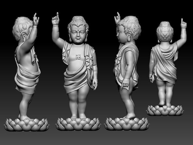 BUDDHA wooden statue of person 3D model