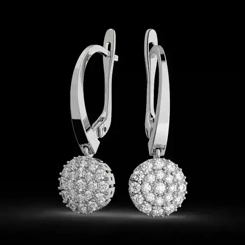 Diamond cluster dangling earrings