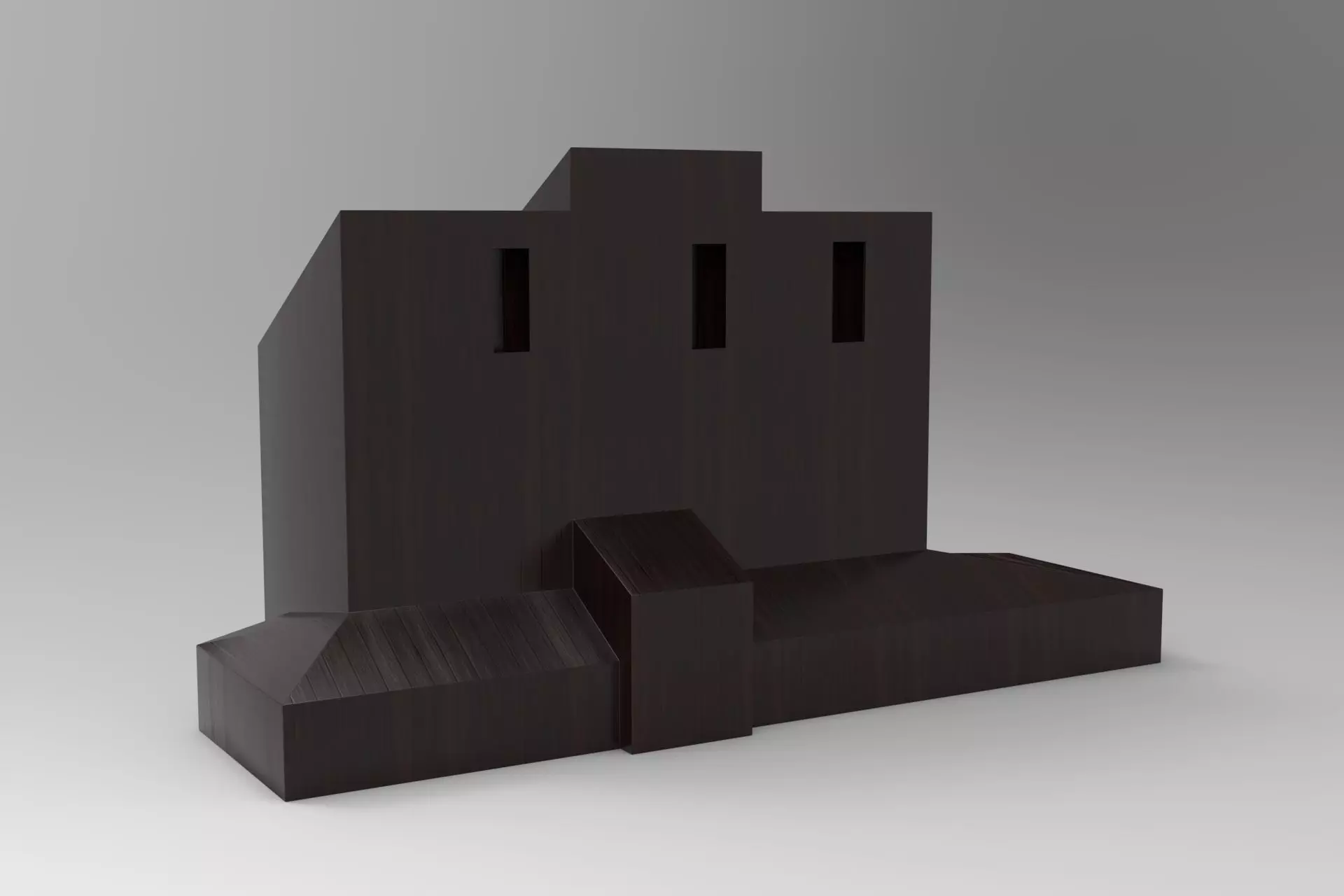 Wood House Low-poly 3D model_0