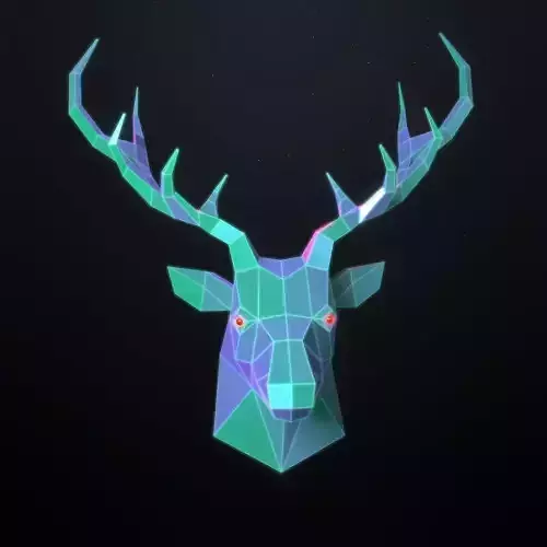 Deer low poly polygonal head