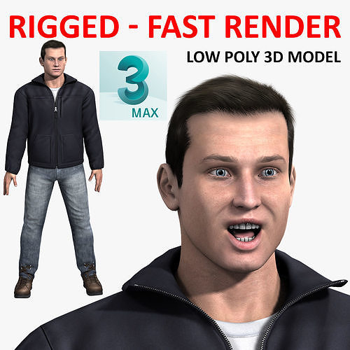 Realistic Man Rigged Low-poly 3D model