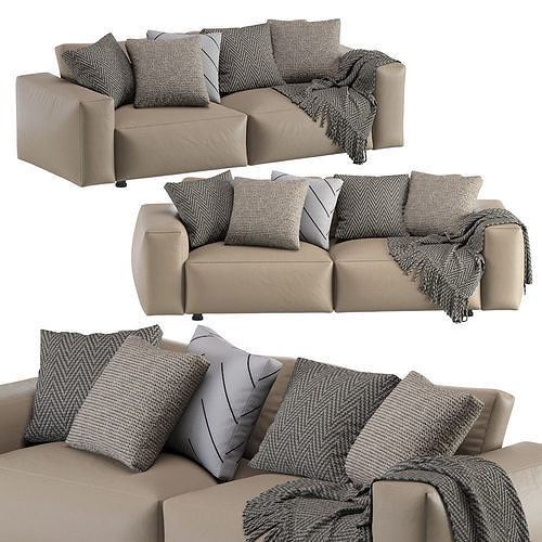 Dienne Cross Leather Sofa 3D model