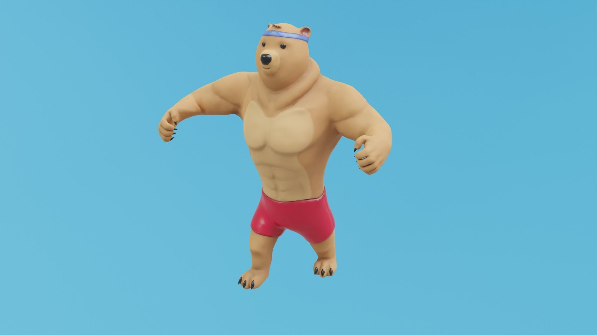 Bear athlete Low-poly 3D model_5