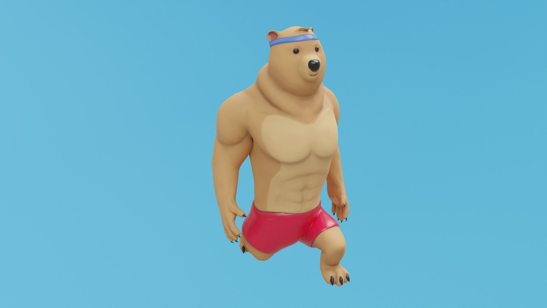 Bear athlete Low-poly 3D model_23
