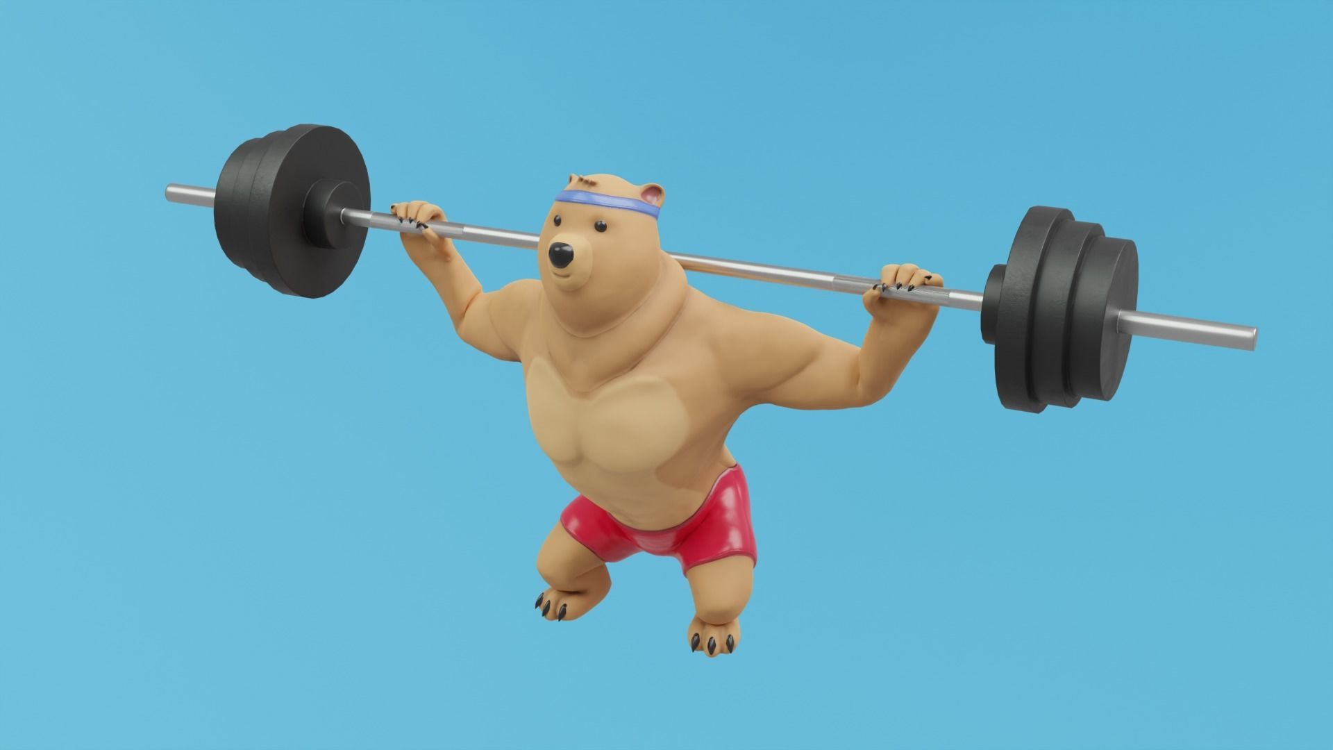 Bear athlete Low-poly 3D model_24