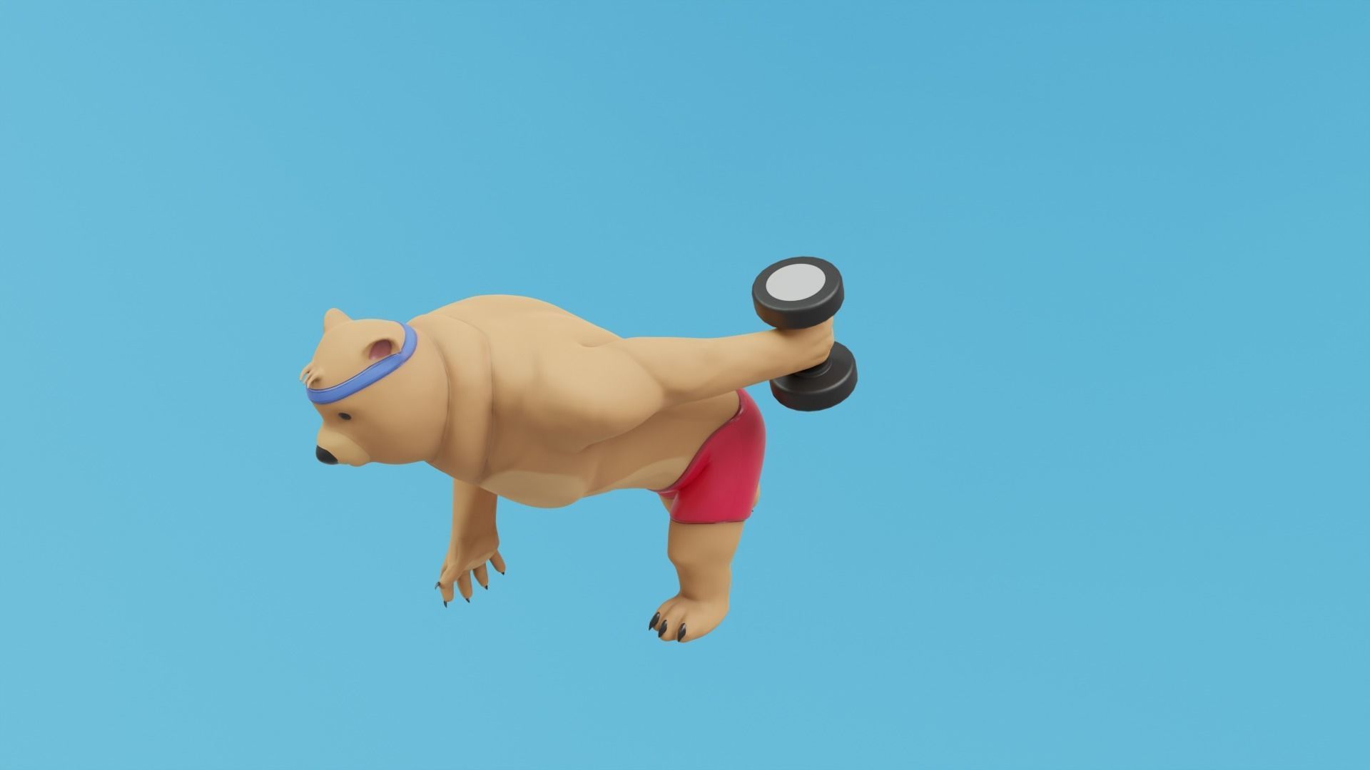 Bear athlete Low-poly 3D model_17