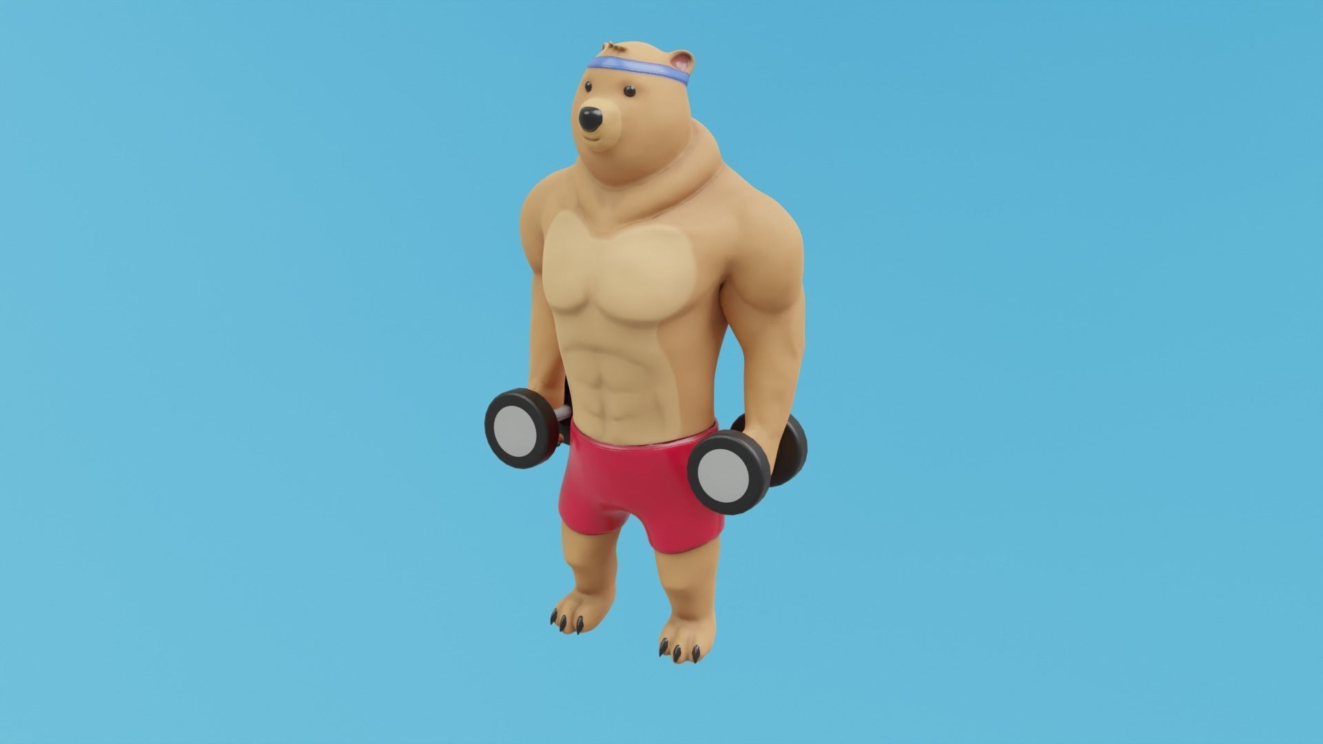 Bear athlete Low-poly 3D model_20