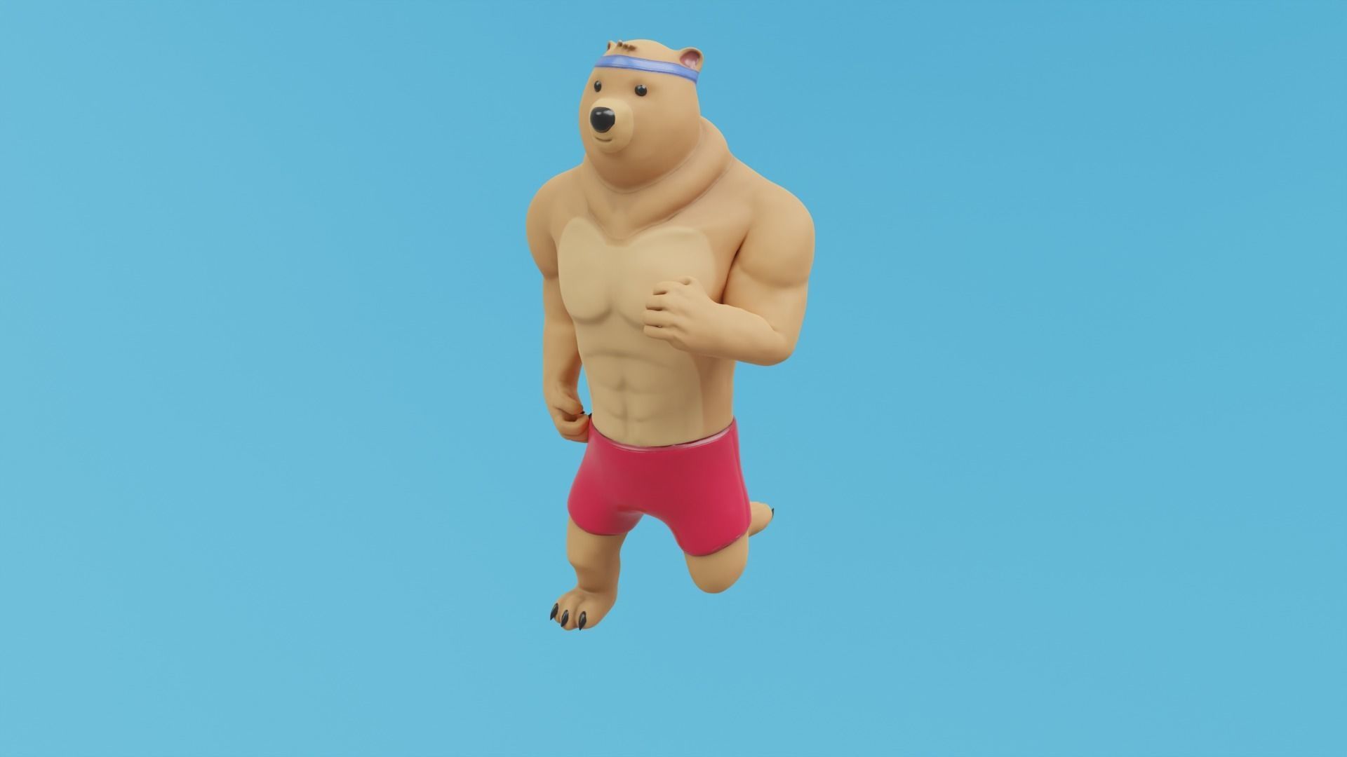 Bear athlete Low-poly 3D model_2
