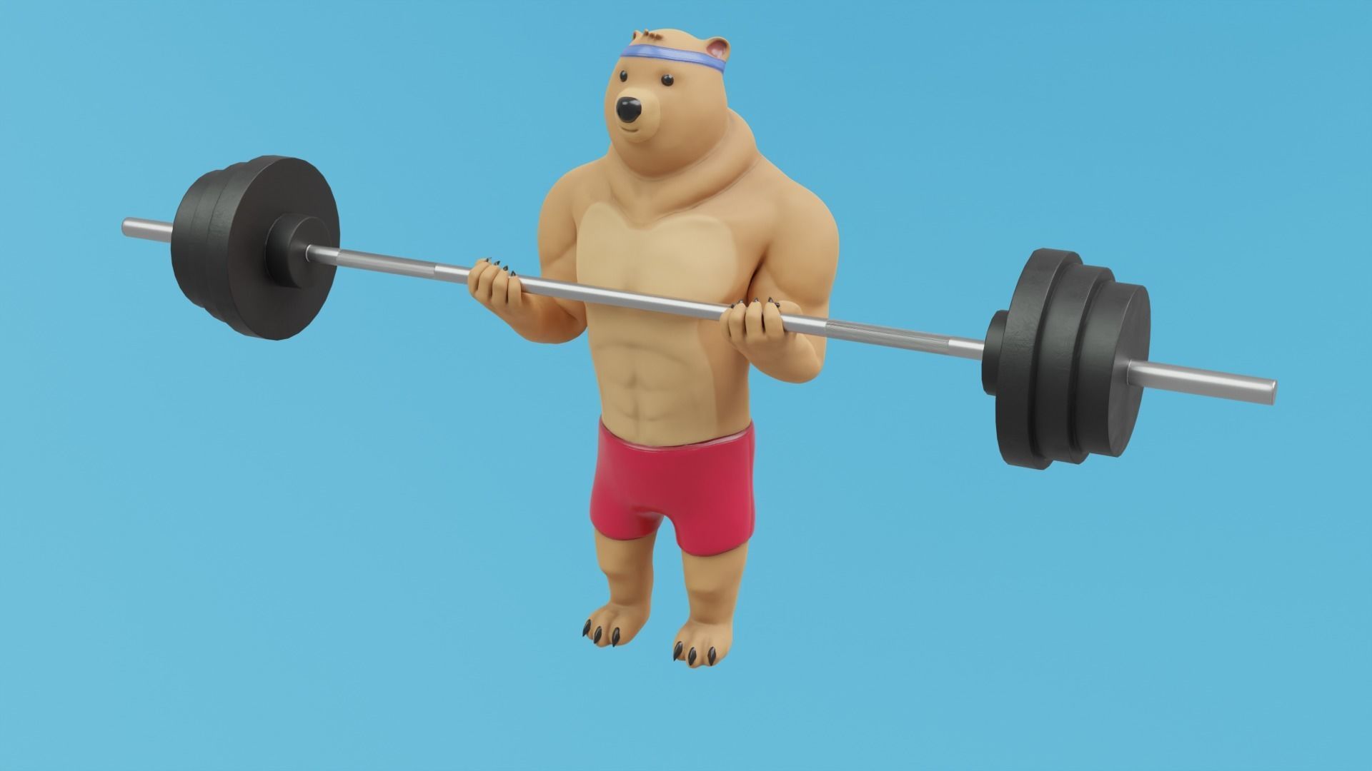 Bear athlete Low-poly 3D model_25