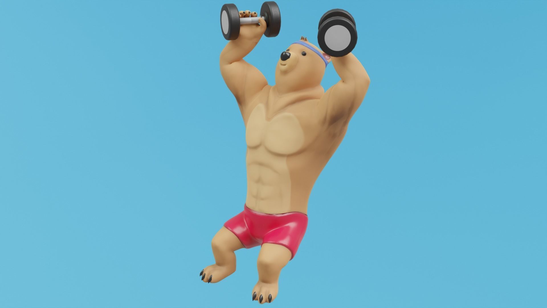 Bear athlete Low-poly 3D model_22