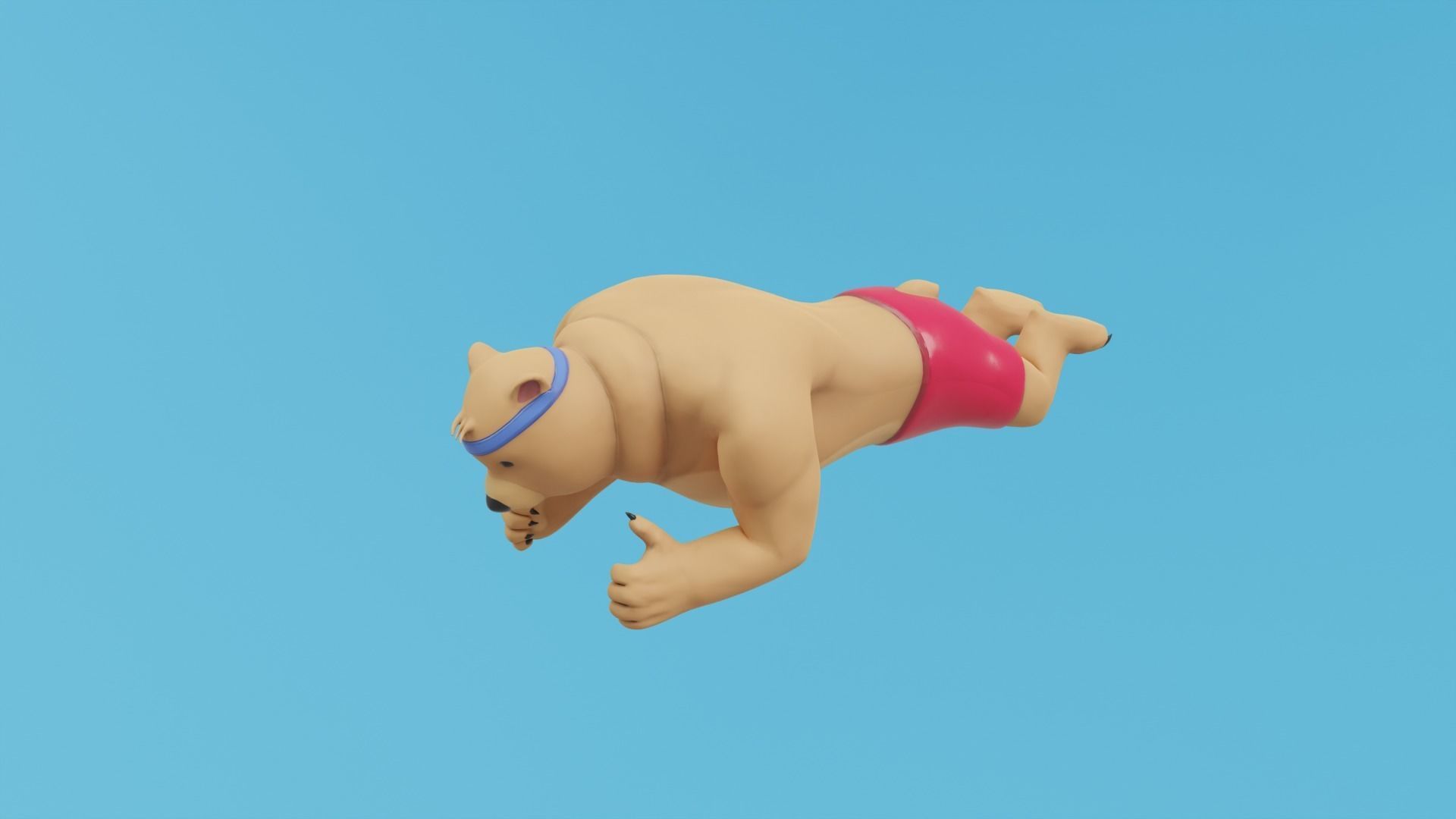 Bear athlete Low-poly 3D model_1