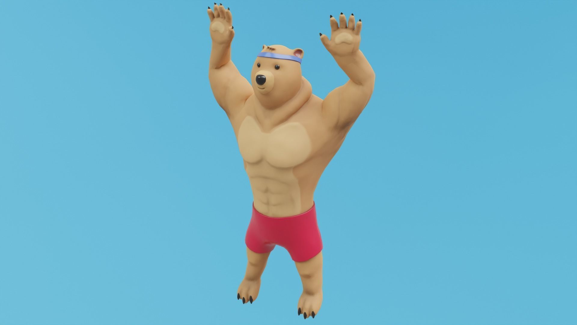 Bear athlete Low-poly 3D model_16